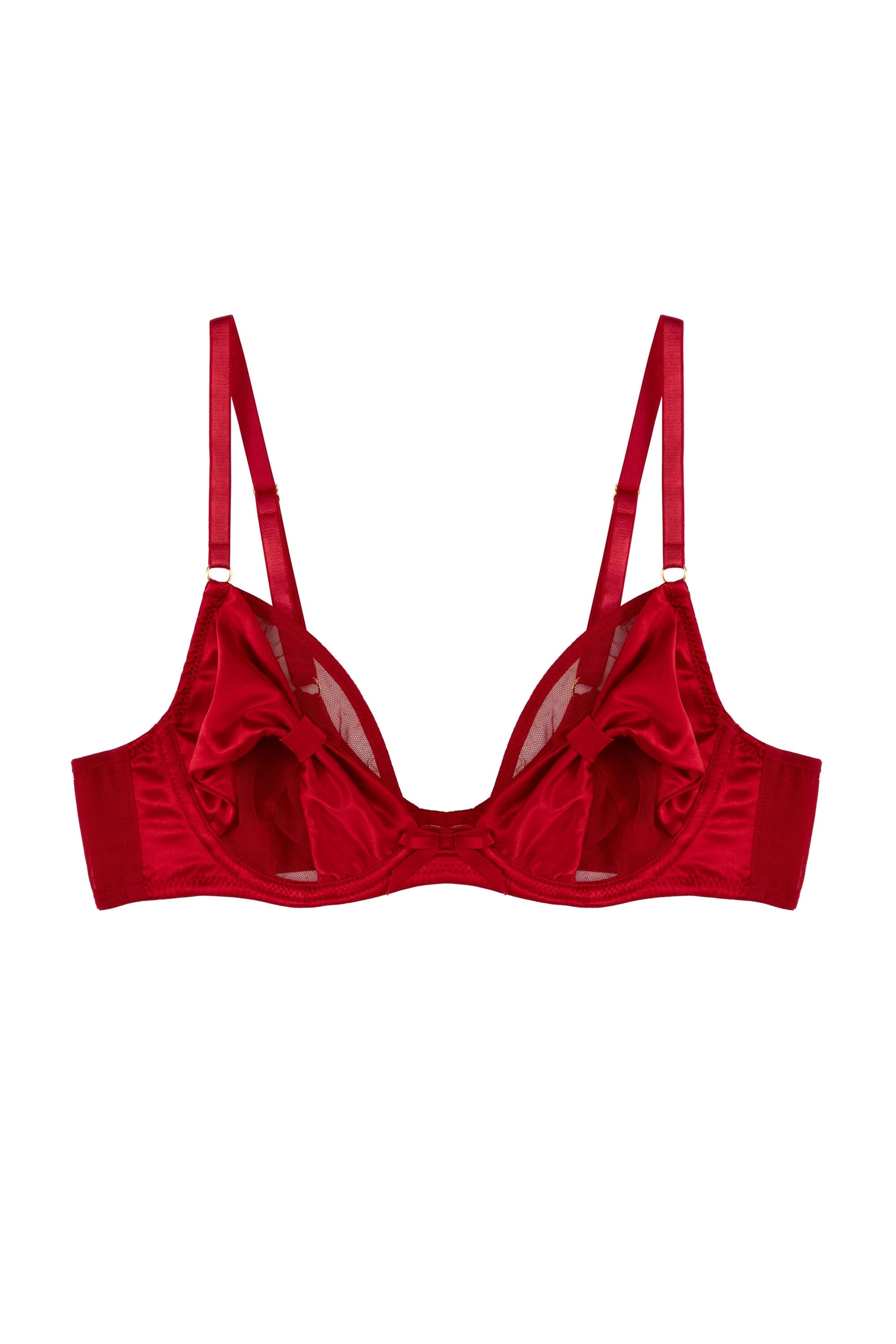 Annette Red Satin Bow Cup Bra