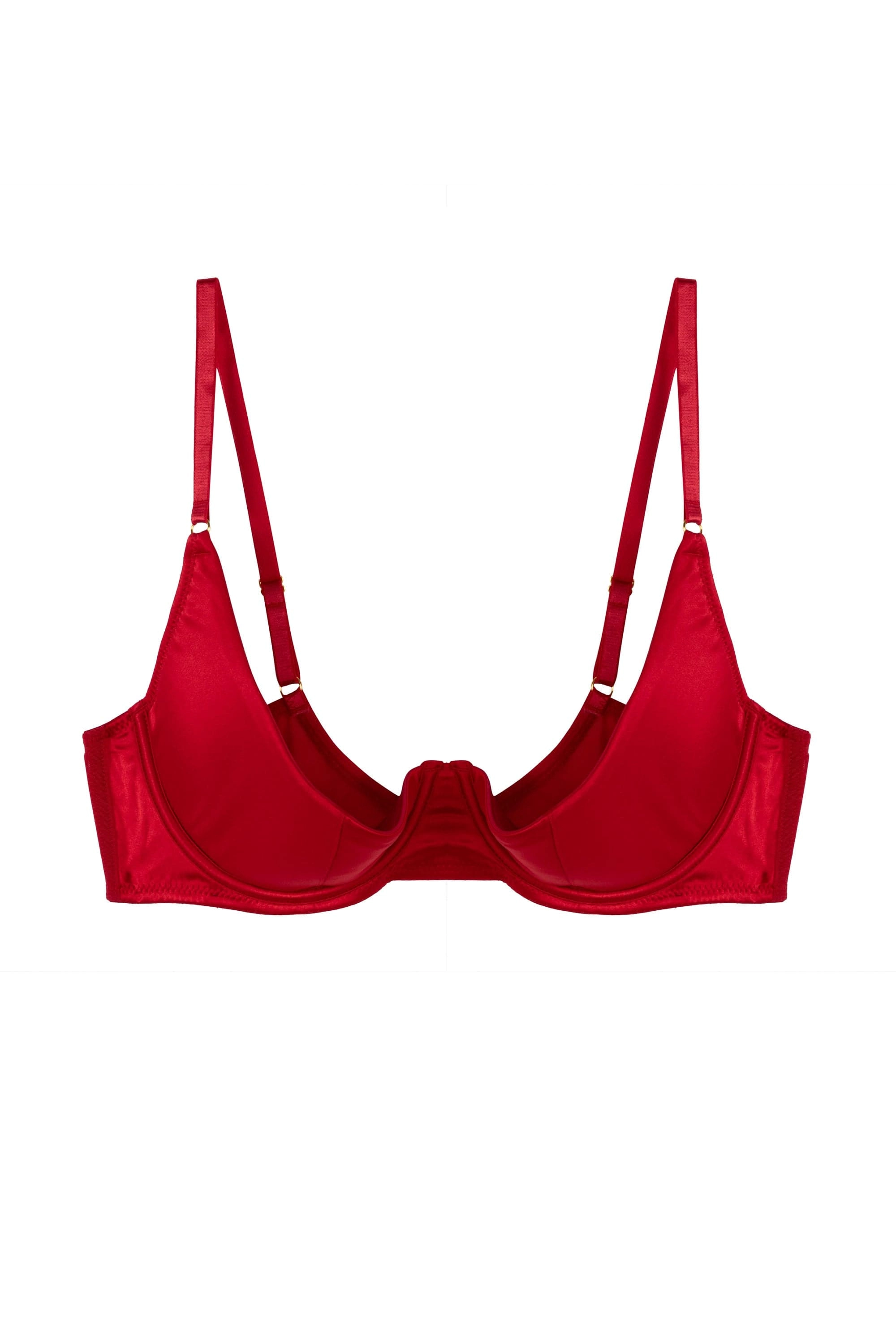 Annette Red Satin quarter cup bra