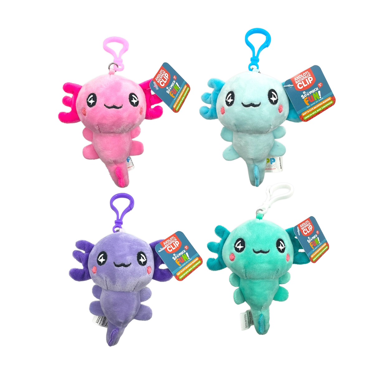 Axolotl Plush Backpack Clip - 24 Pieces Per Retail Ready Display 25264