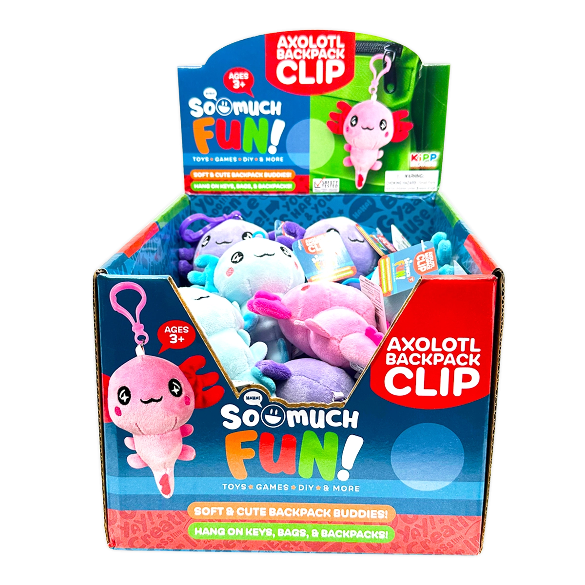 Axolotl Plush Backpack Clip - 24 Pieces Per Retail Ready Display 25264