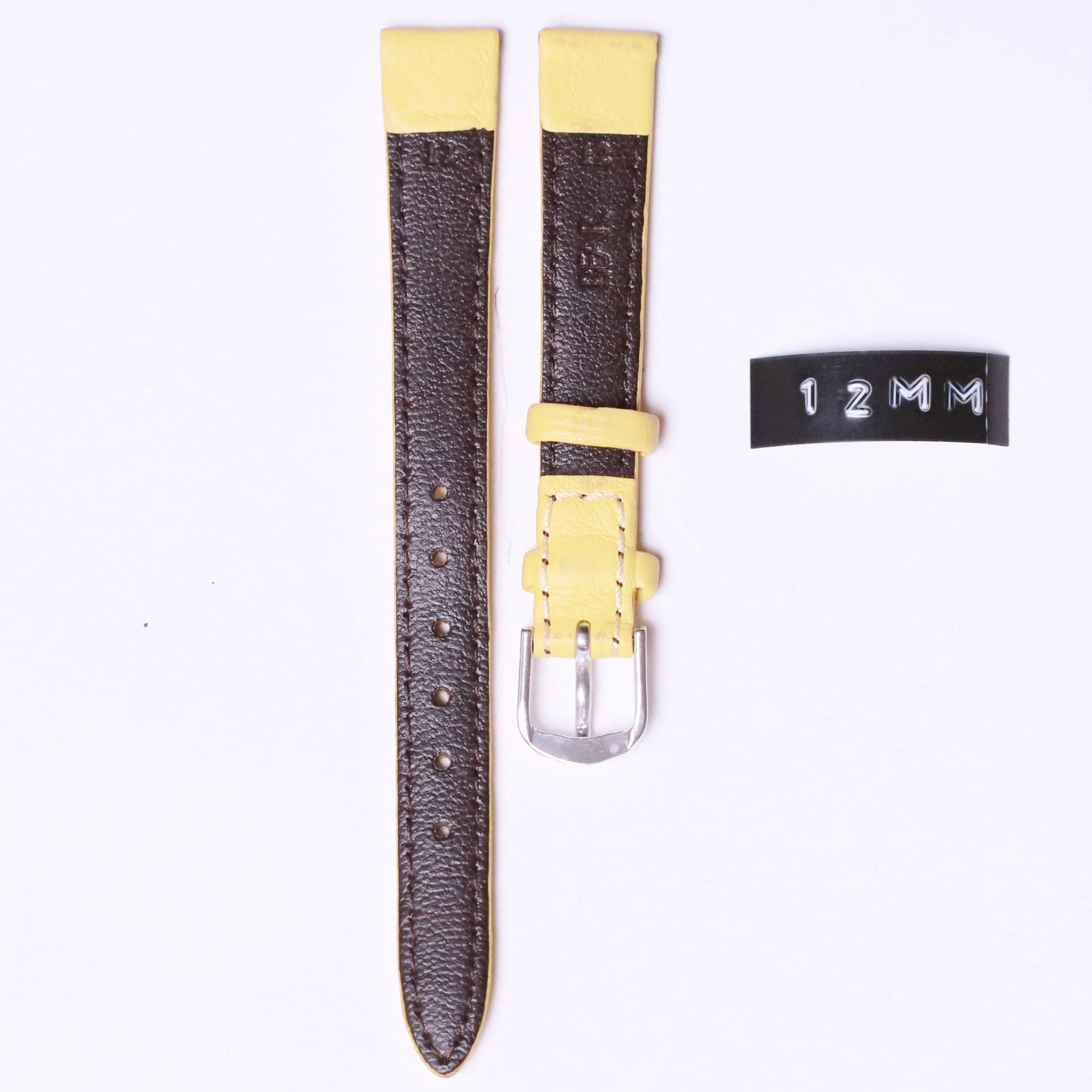 BEAR Natural Leather with steel buckle " Yellow / Brown " 12mm