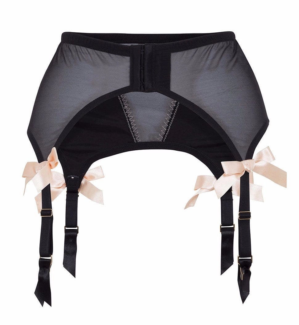 Black/Peach 4 Strap Suspender Belt