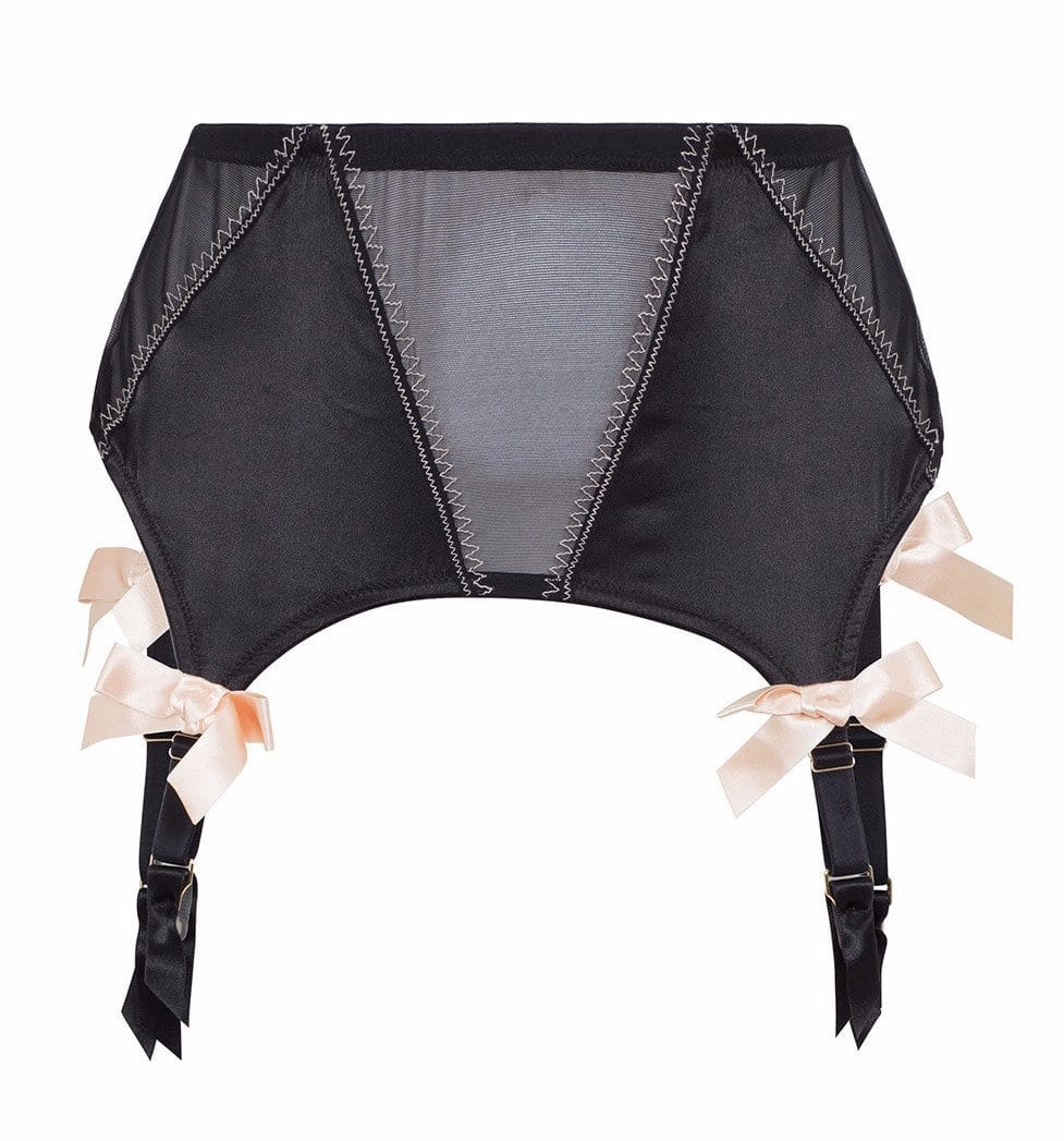 Black/Peach 4 Strap Suspender Belt