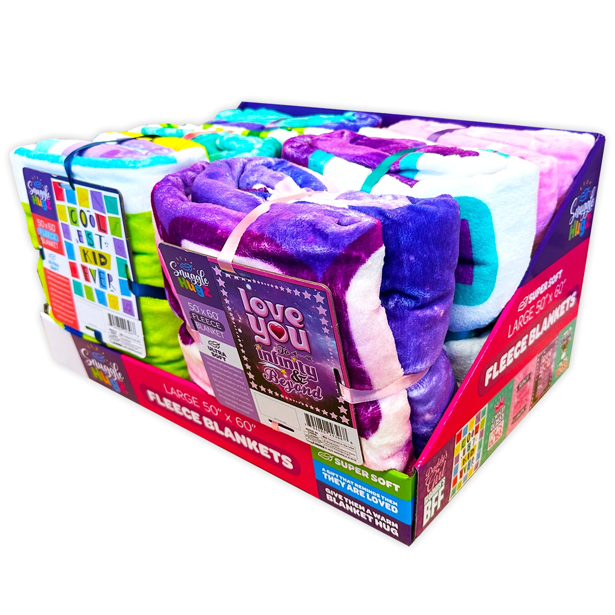 Blanket and Plush Kids Assortment Floor Display - 32 Pieces Per Retail Ready Display 88509
