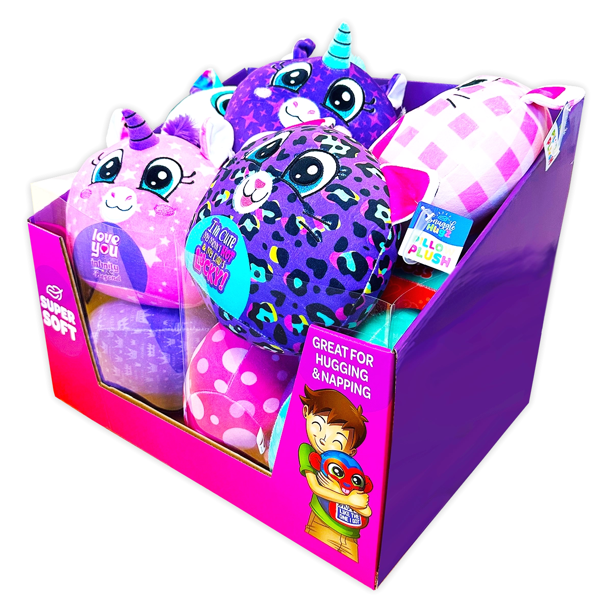 Blanket and Plush Kids Assortment Floor Display - 32 Pieces Per Retail Ready Display 88509