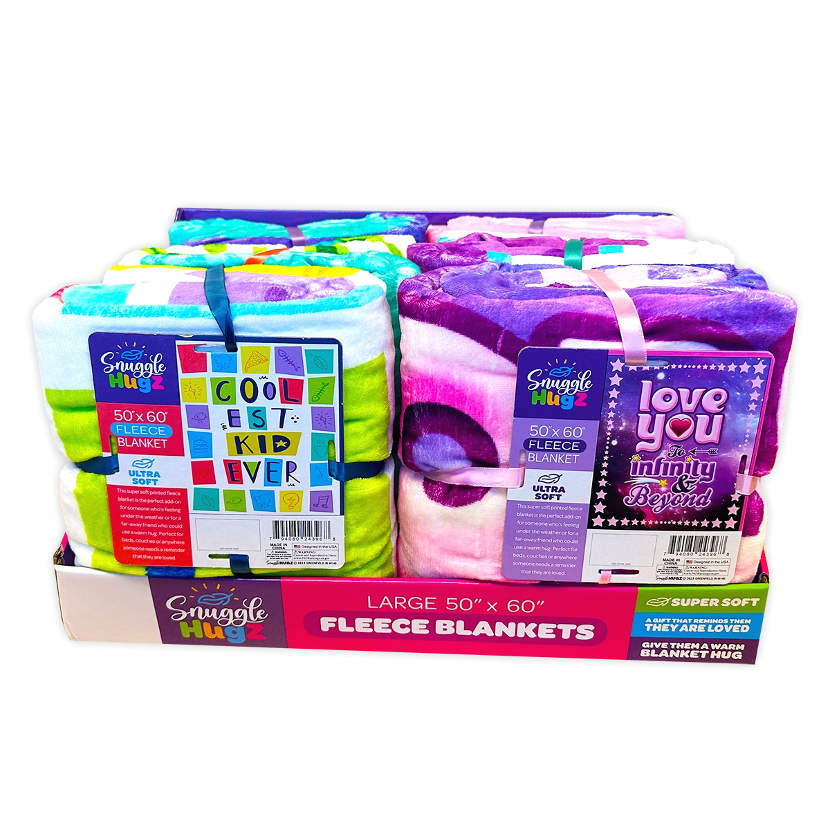 Blanket and Plush Kids Assortment Floor Display - 32 Pieces Per Retail Ready Display 88509
