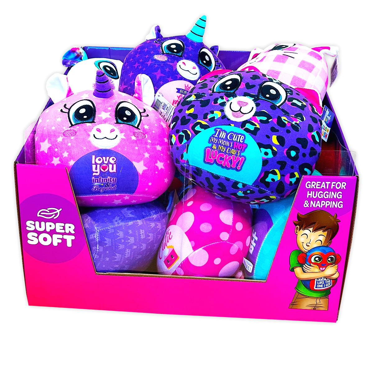 Blanket and Plush Kids Assortment Floor Display - 32 Pieces Per Retail Ready Display 88509