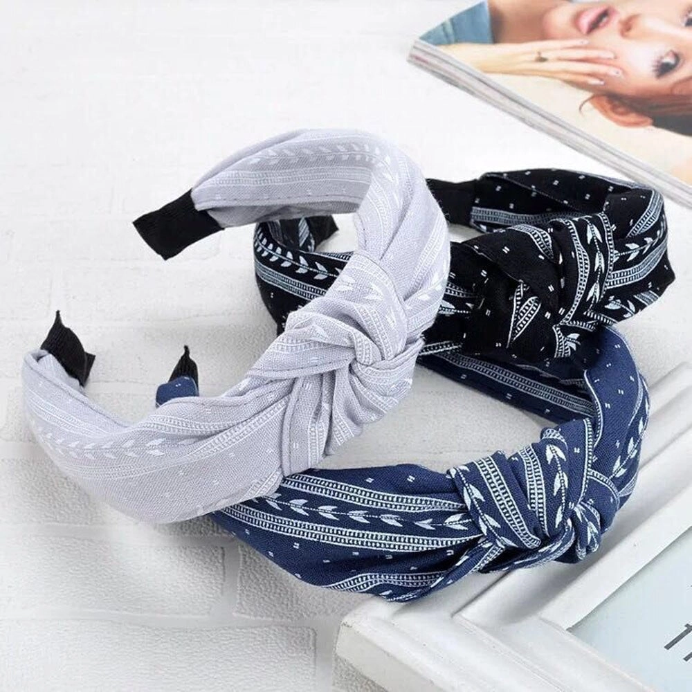 Bohemia Style Hairband Top Knot Turban Vintage Elastic Hair Head Hoop Bands Accessories Headband for Women Girls Print Headdress