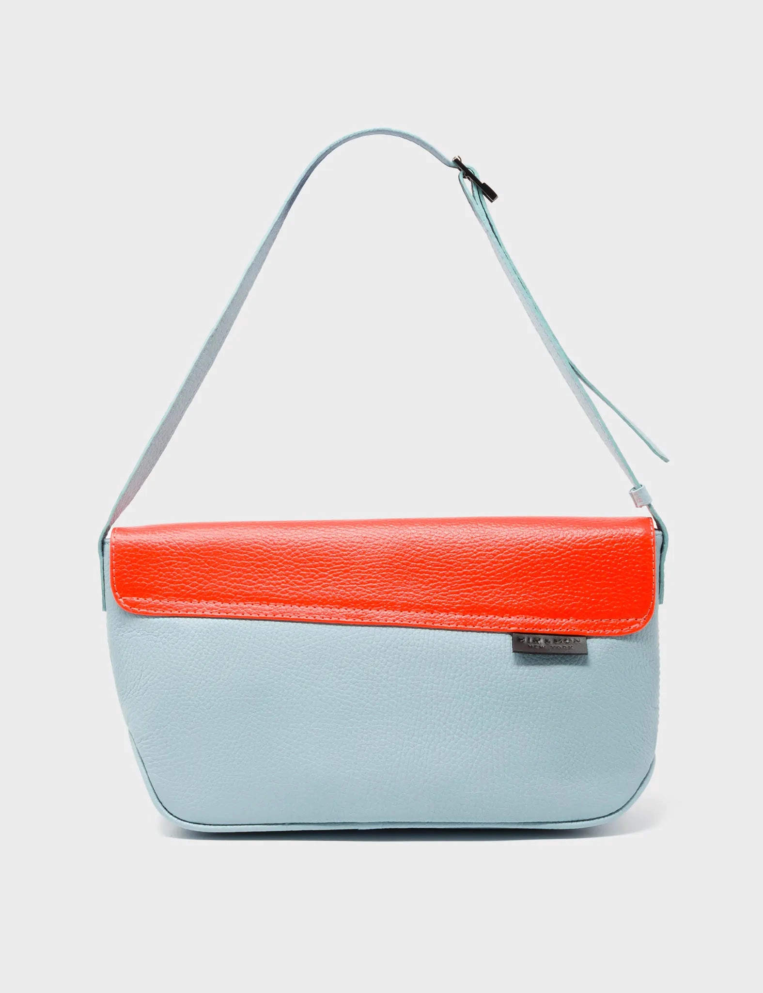 Bruno Medium Sterling Blue Leather Shoulder Bag - Vintage Bloom Design