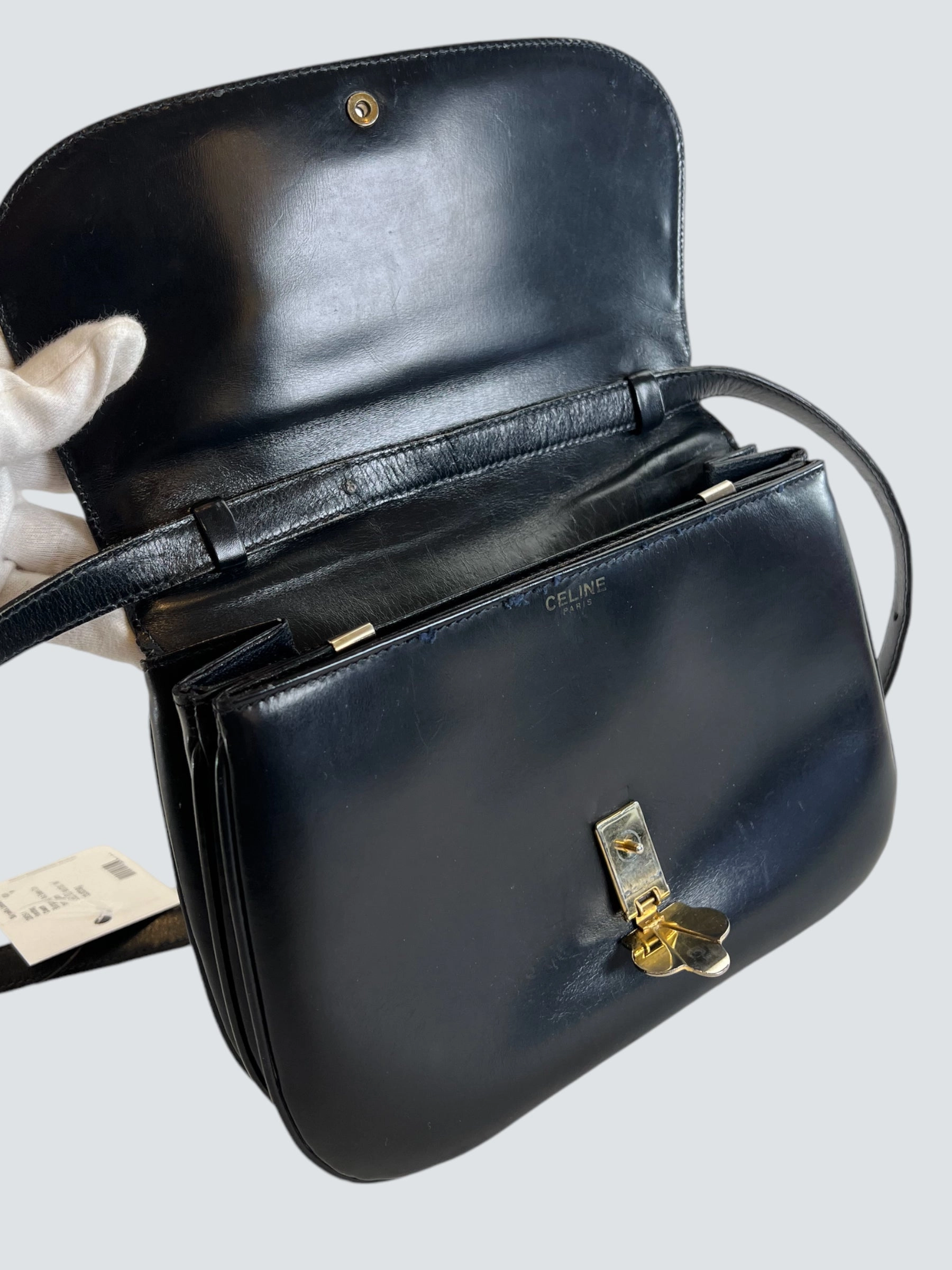 Celine Vintage Navy Leather Crossbody