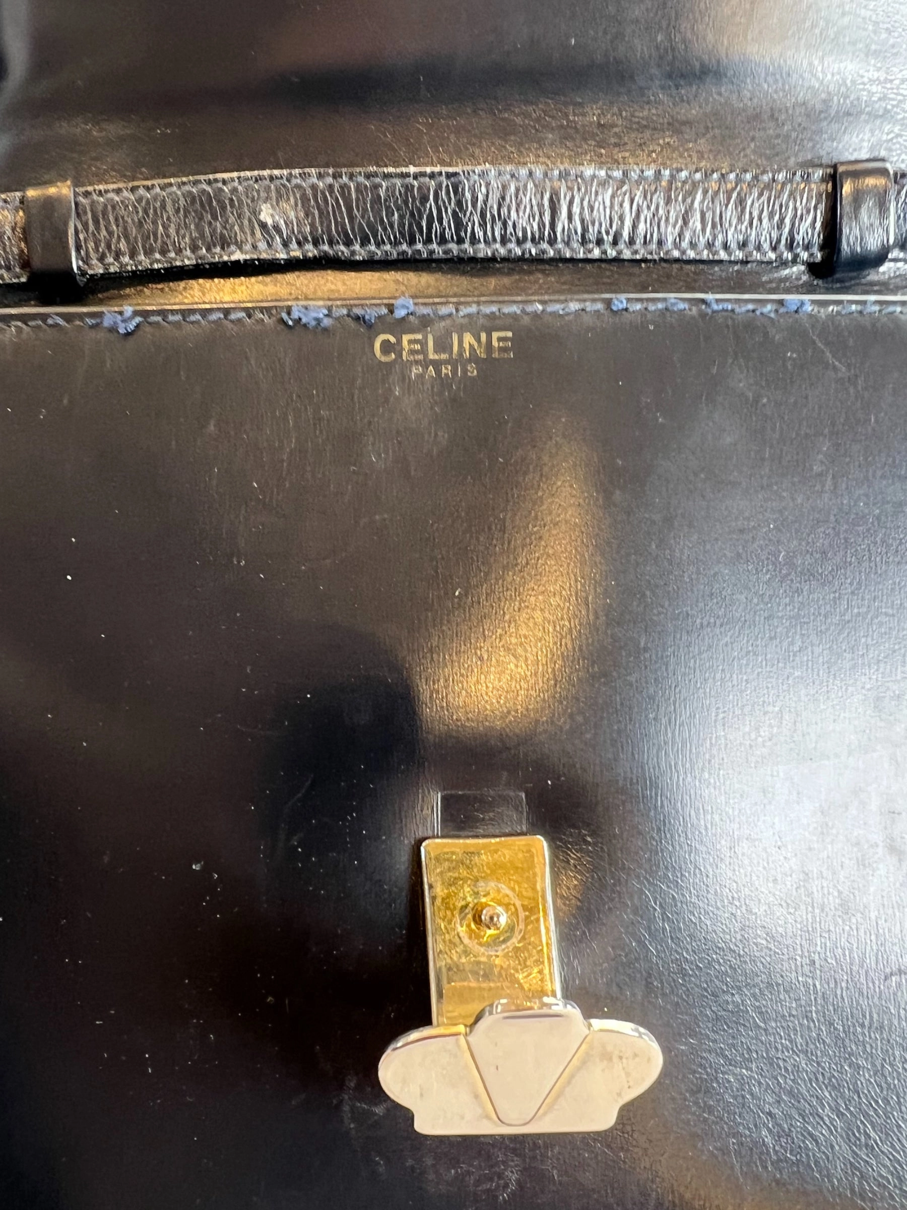 Celine Vintage Navy Leather Crossbody