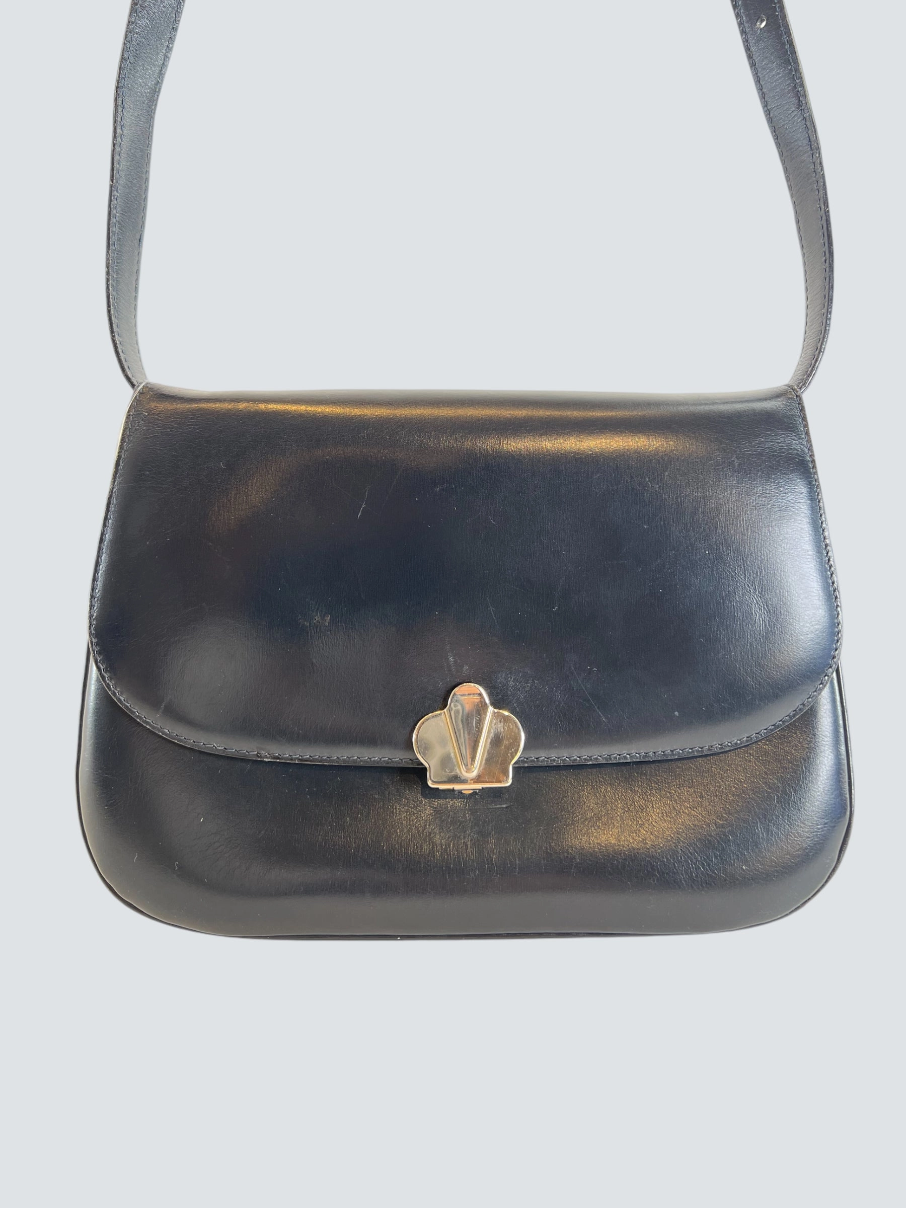Celine Vintage Navy Leather Crossbody