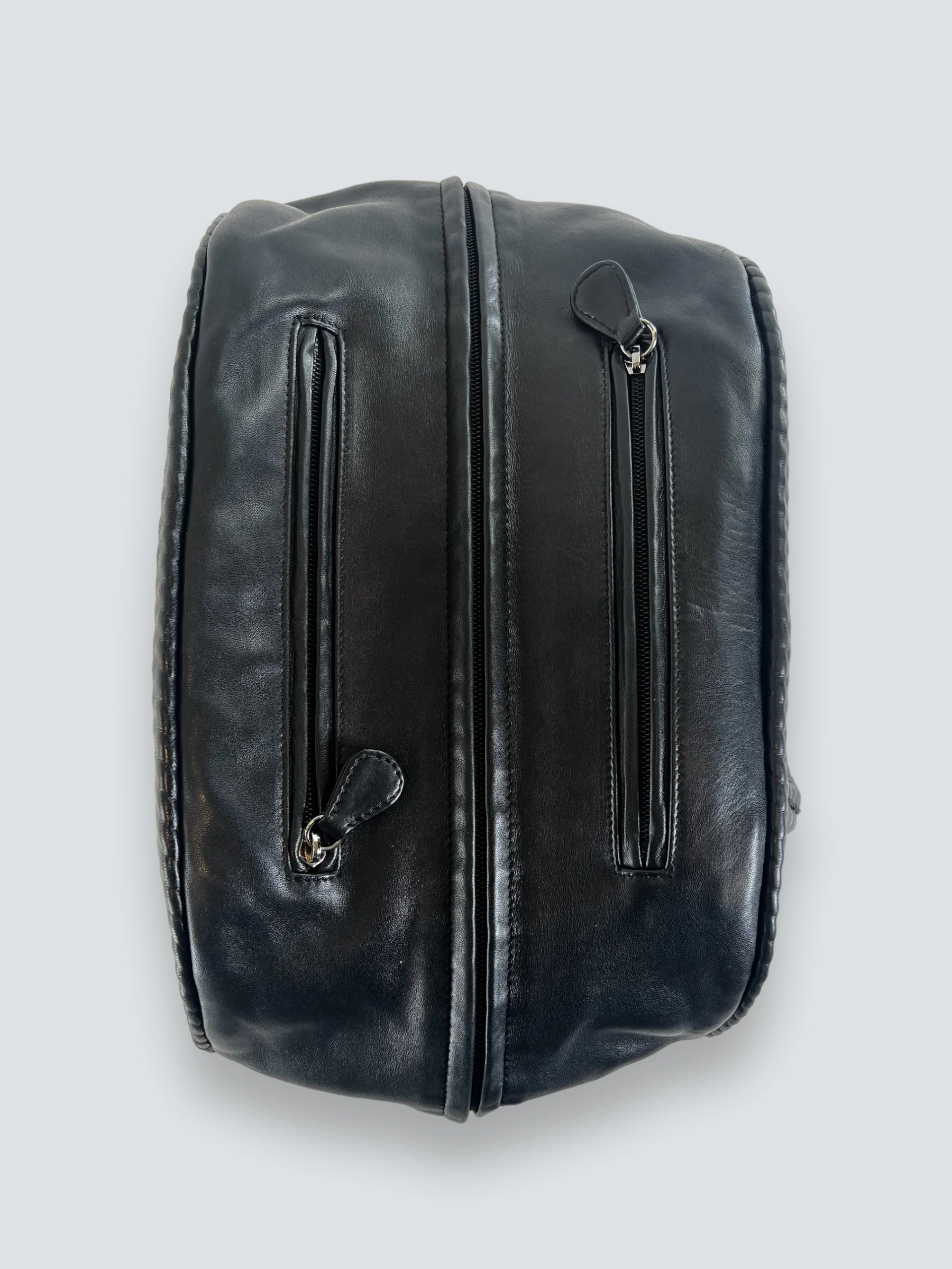 Chanel Quilted Black Leather Large Bowling Bag