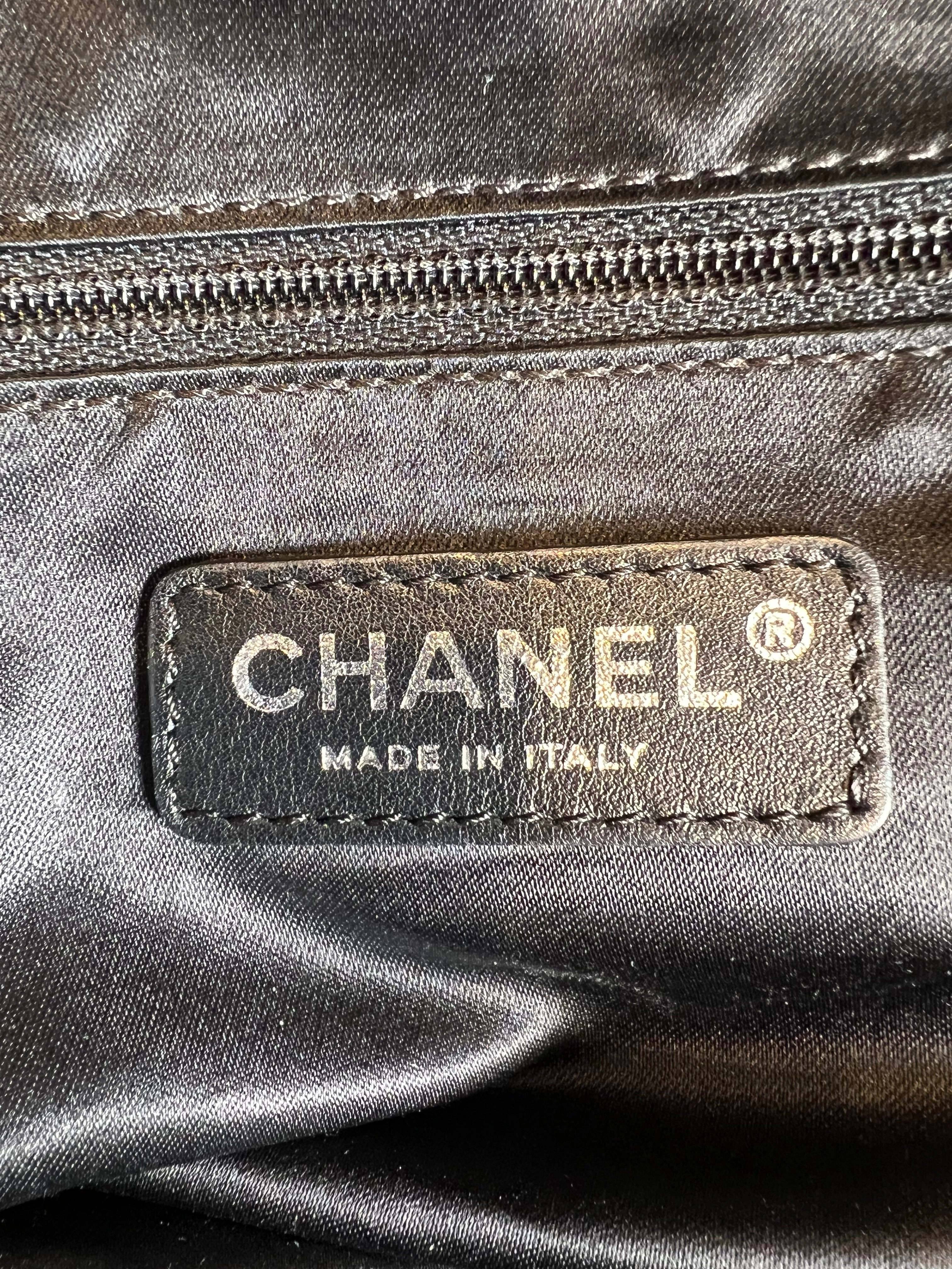 Chanel Quilted Black Leather Large Bowling Bag