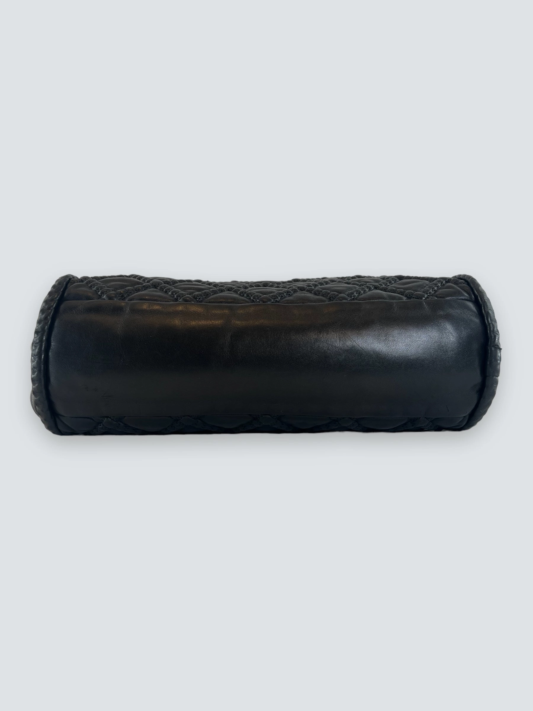 Chanel Quilted Black Leather Large Bowling Bag