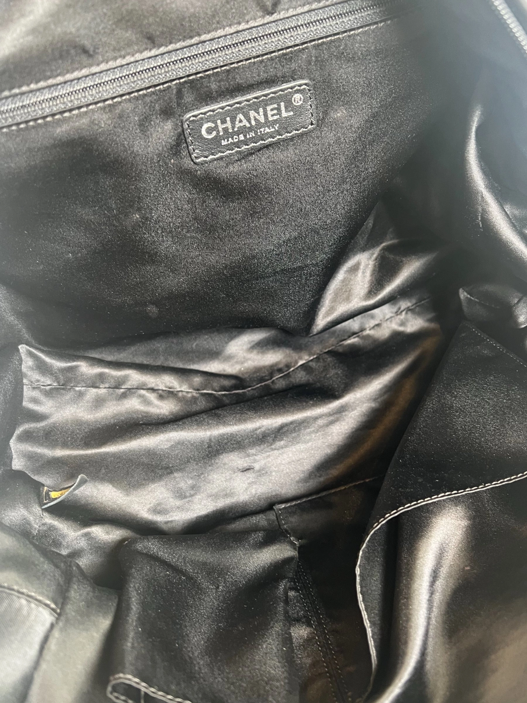 Chanel Quilted Black Leather Large Bowling Bag