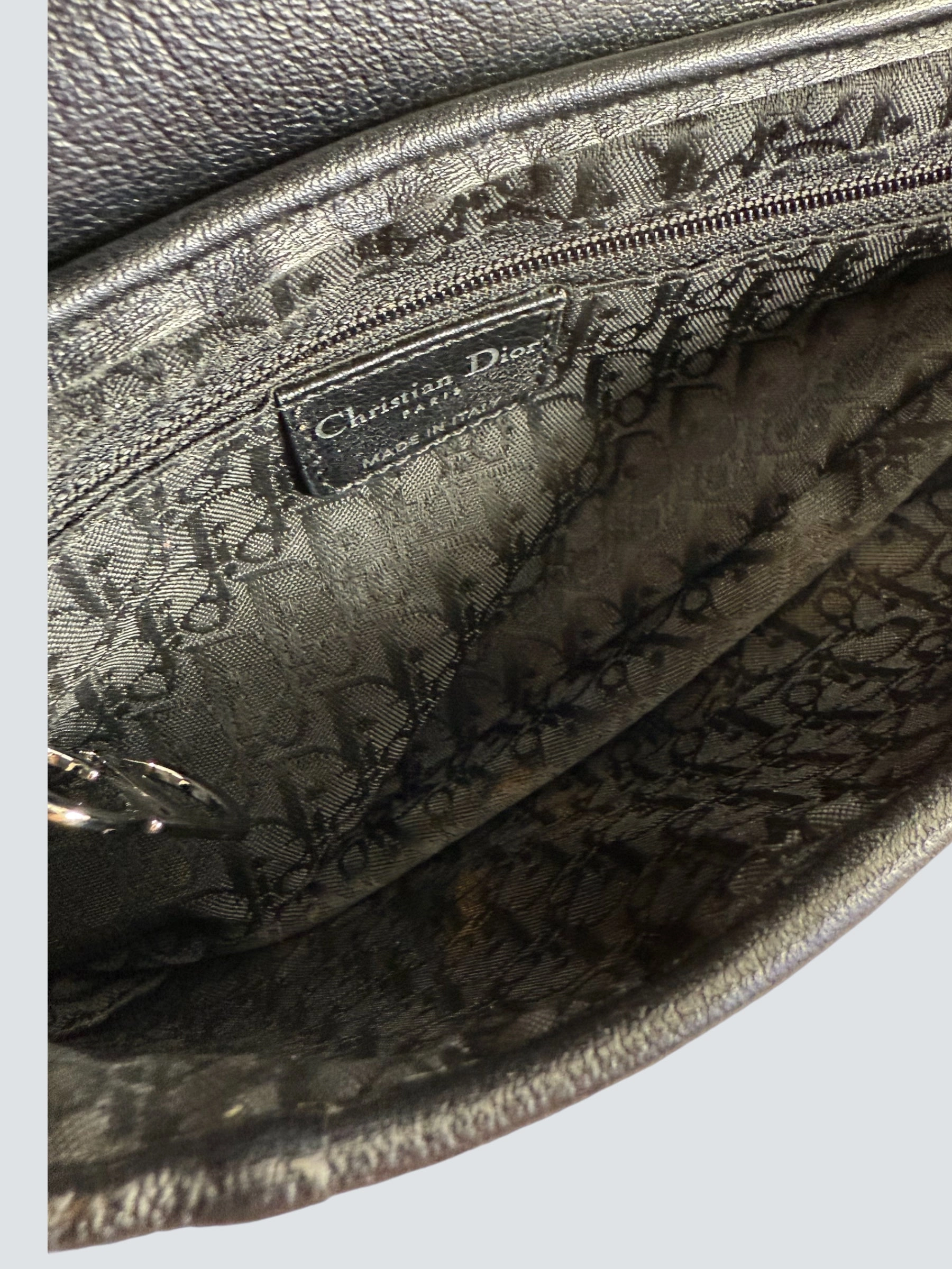 Christian Dior Black Leather Vintage Saddle Bag