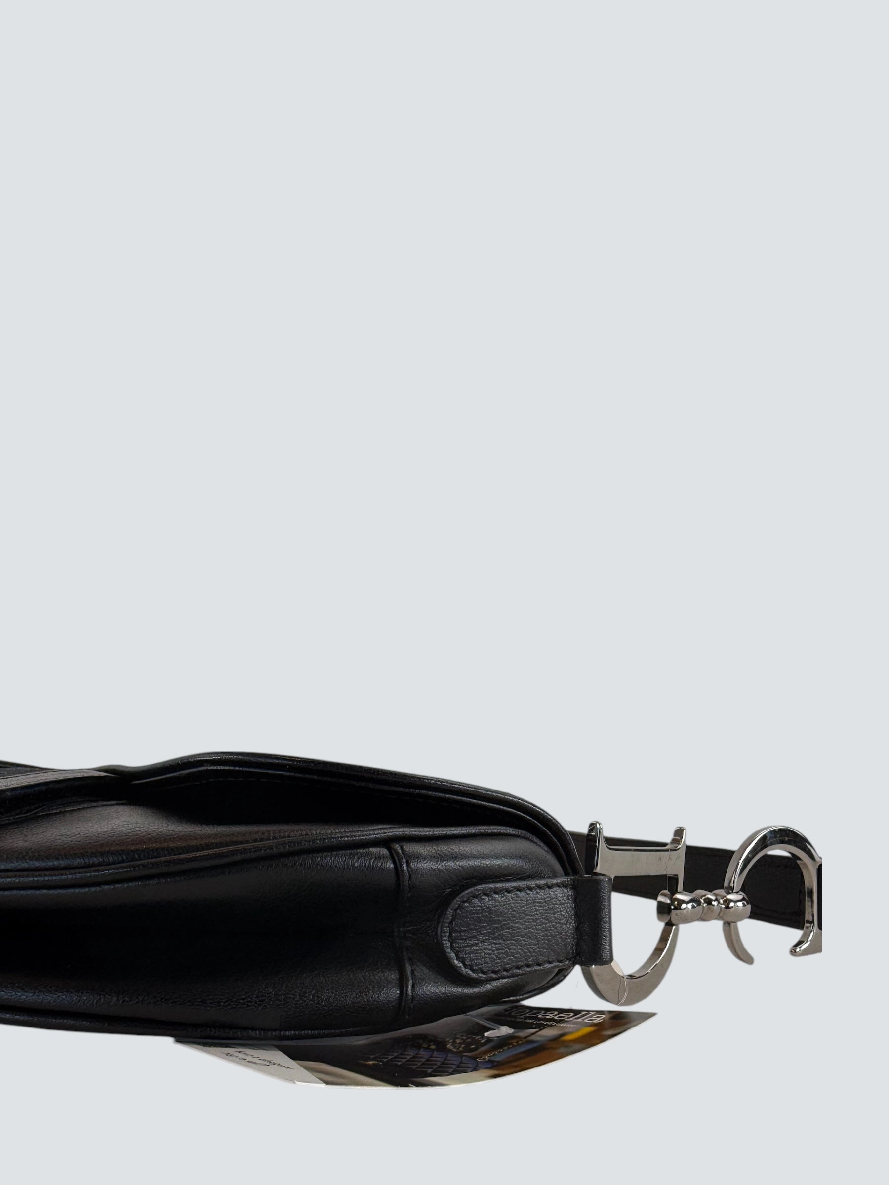 Christian Dior Black Leather Vintage Saddle Bag