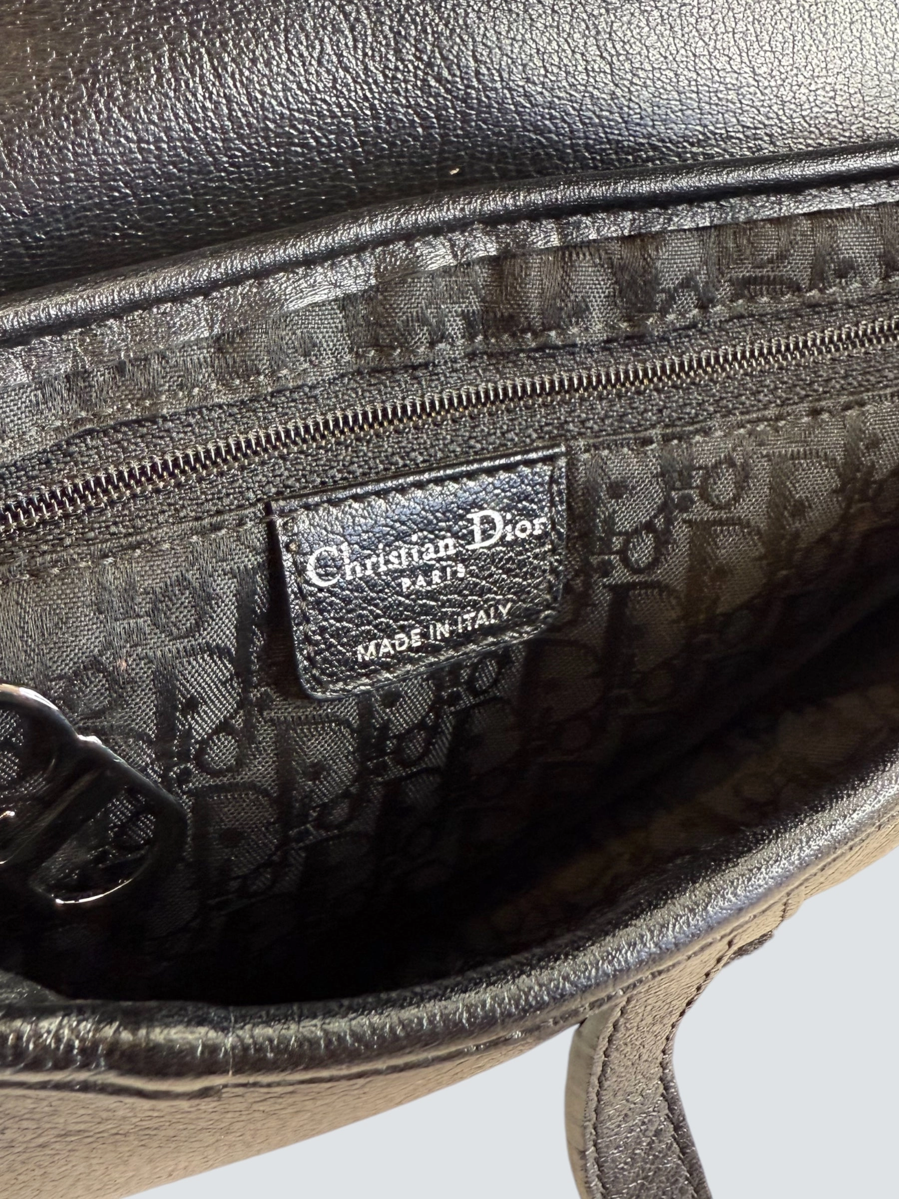 Christian Dior Black Leather Vintage Saddle Bag