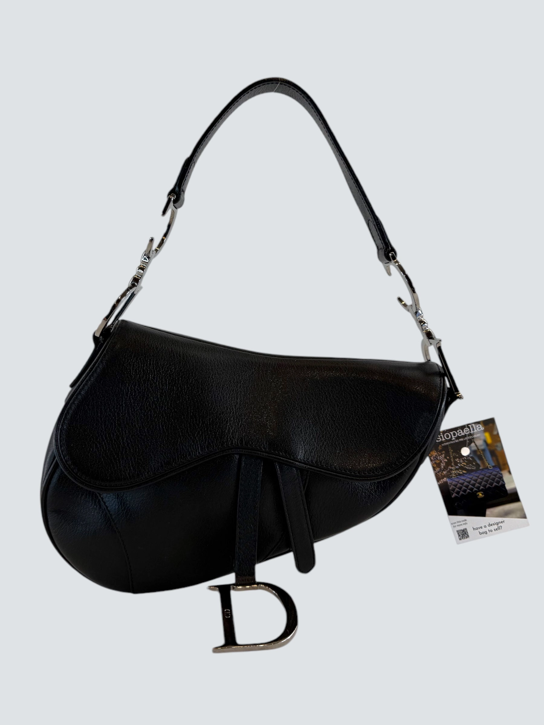 Christian Dior Black Leather Vintage Saddle Bag