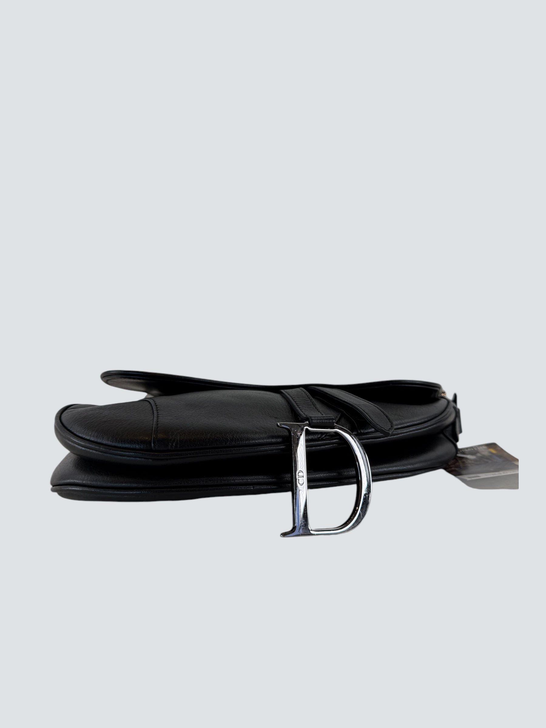 Christian Dior Black Leather Vintage Saddle Bag