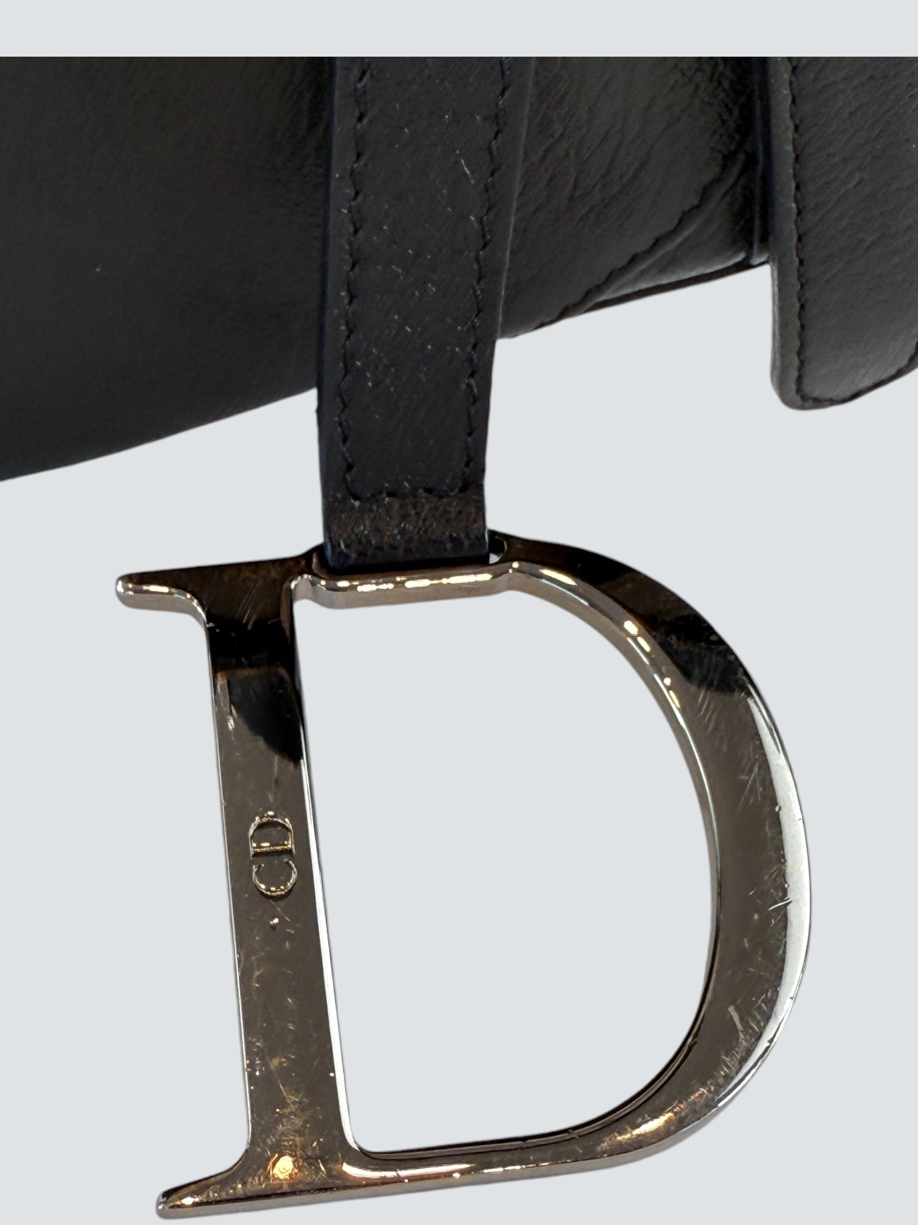 Christian Dior Black Leather Vintage Saddle Bag