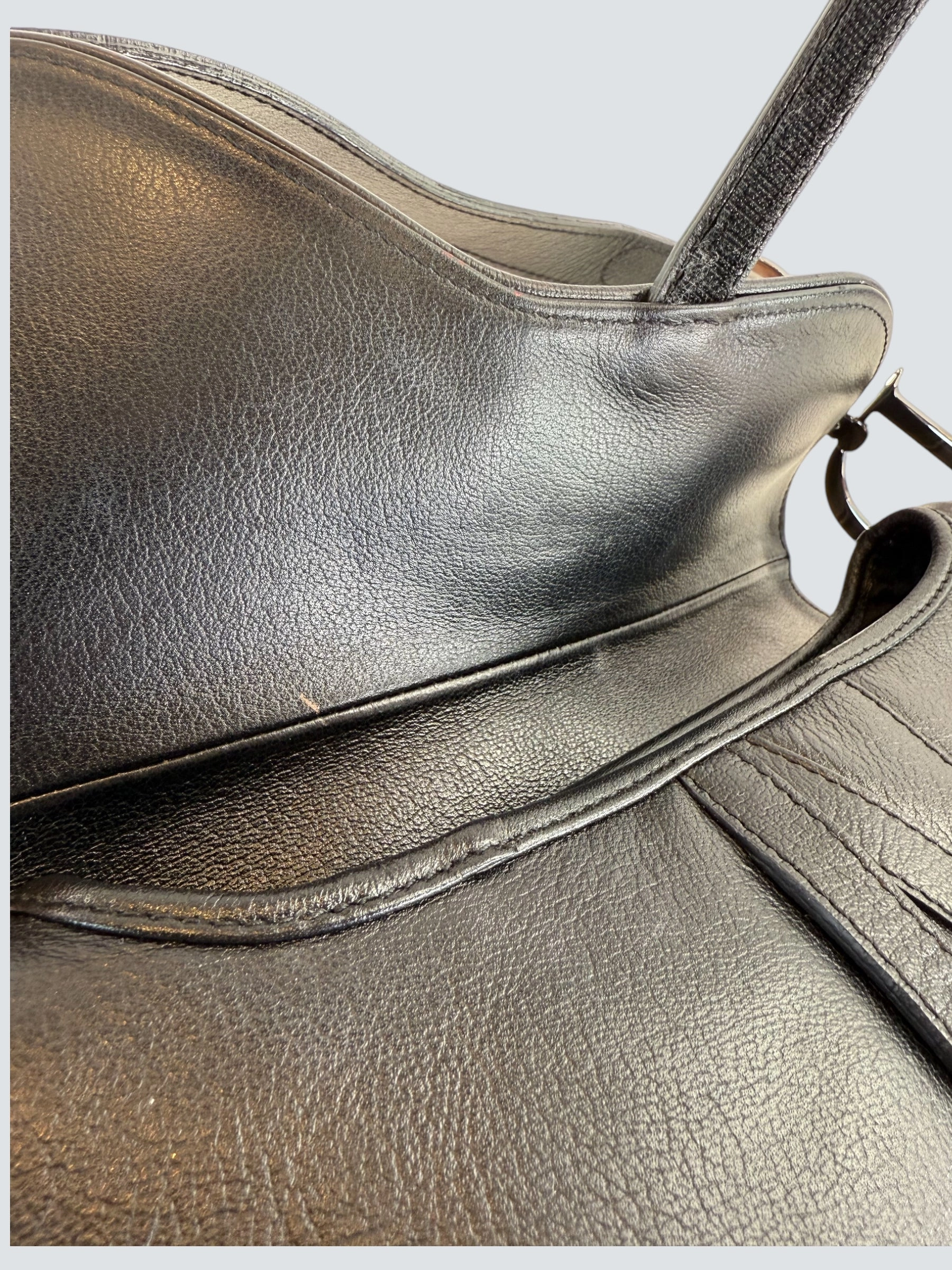 Christian Dior Black Leather Vintage Saddle Bag