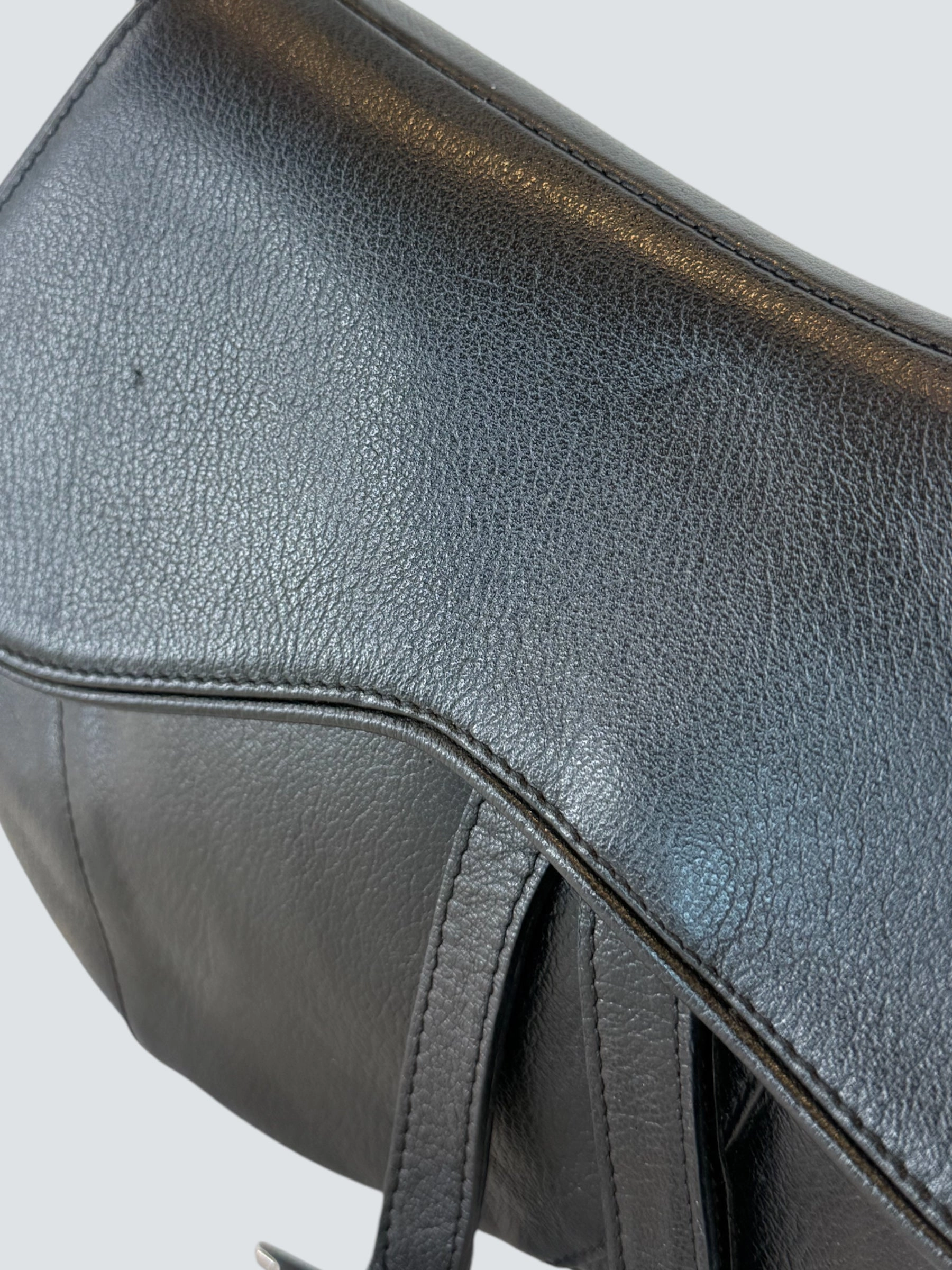 Christian Dior Black Leather Vintage Saddle Bag