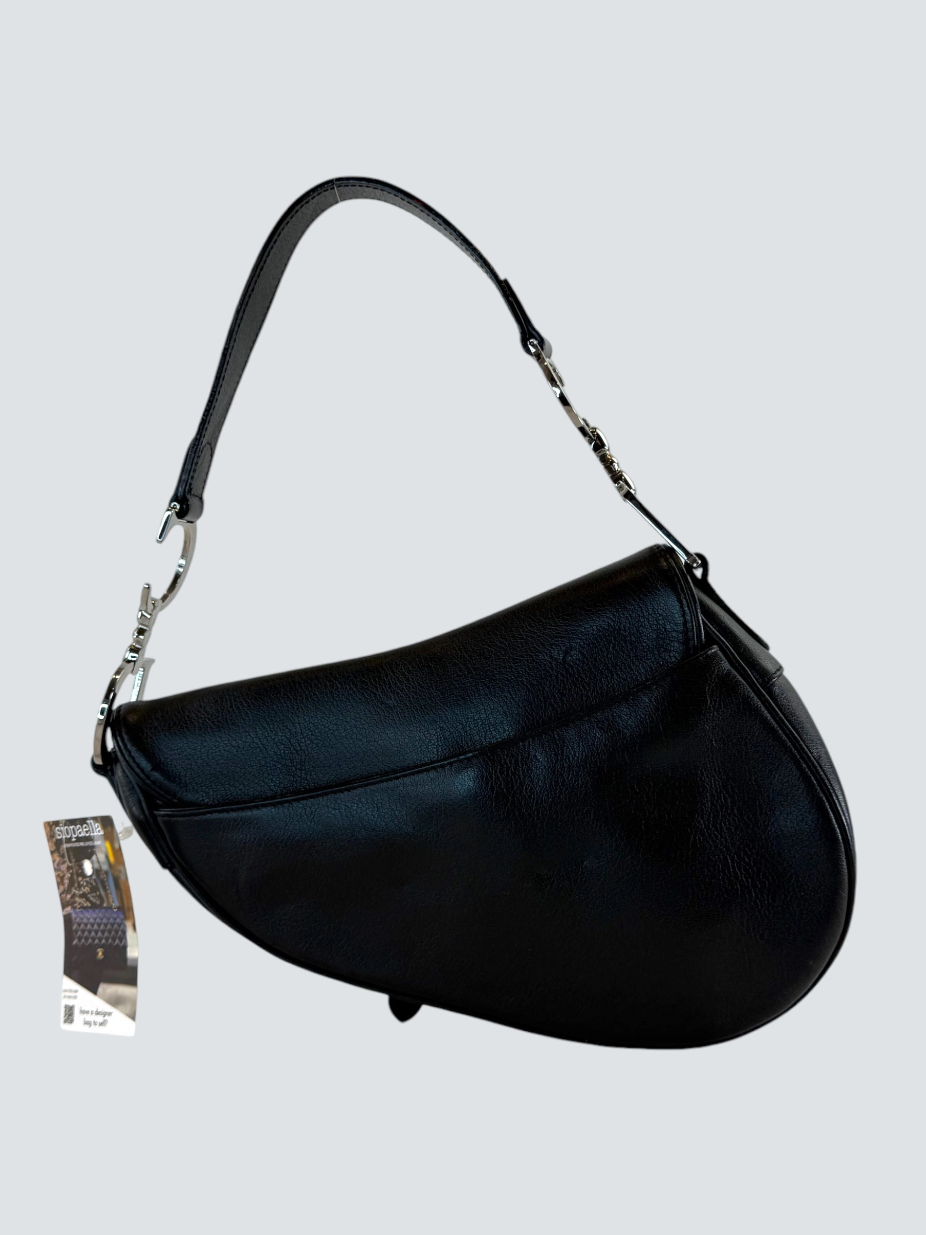 Christian Dior Black Leather Vintage Saddle Bag