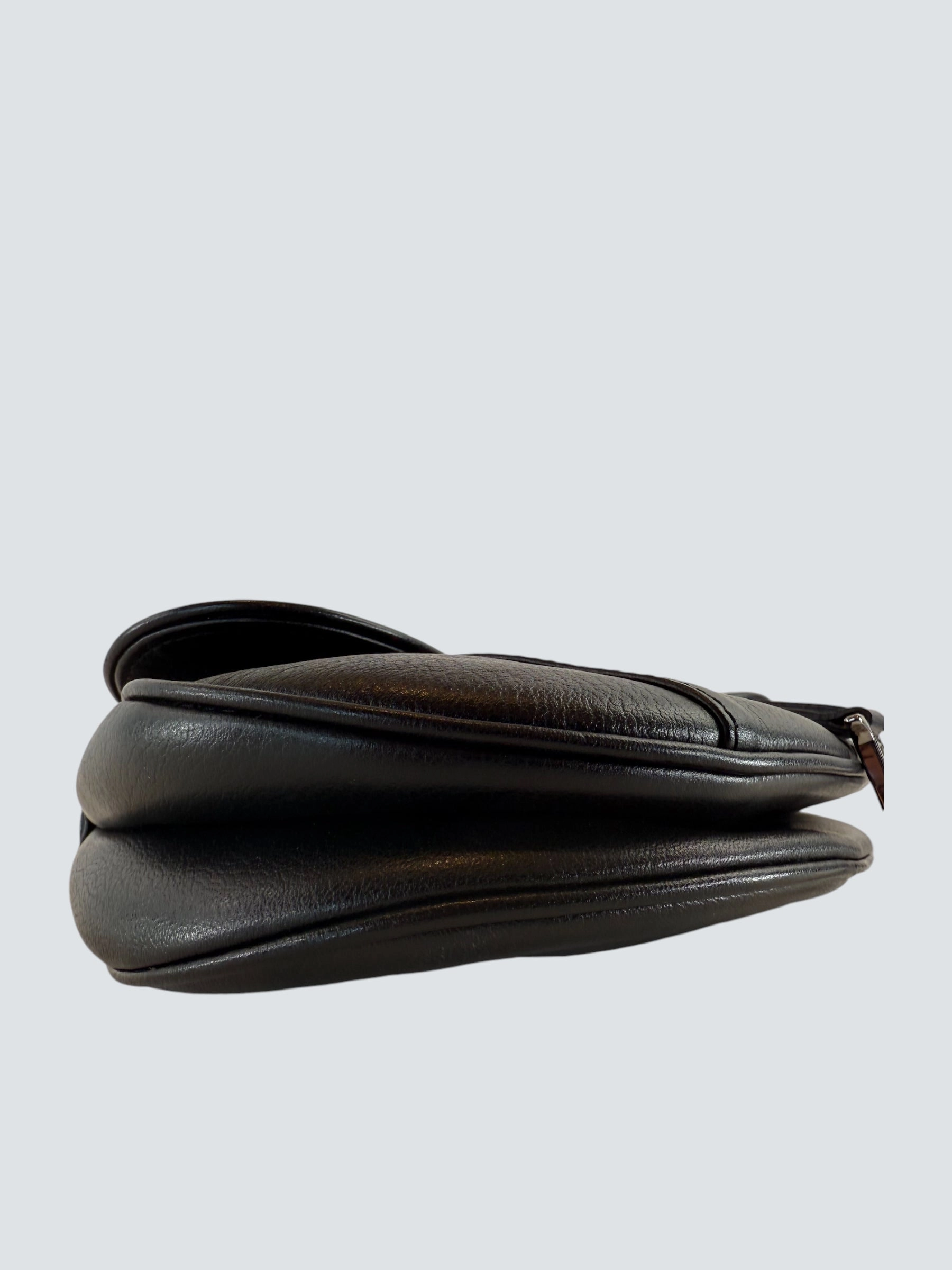 Christian Dior Black Leather Vintage Saddle Bag