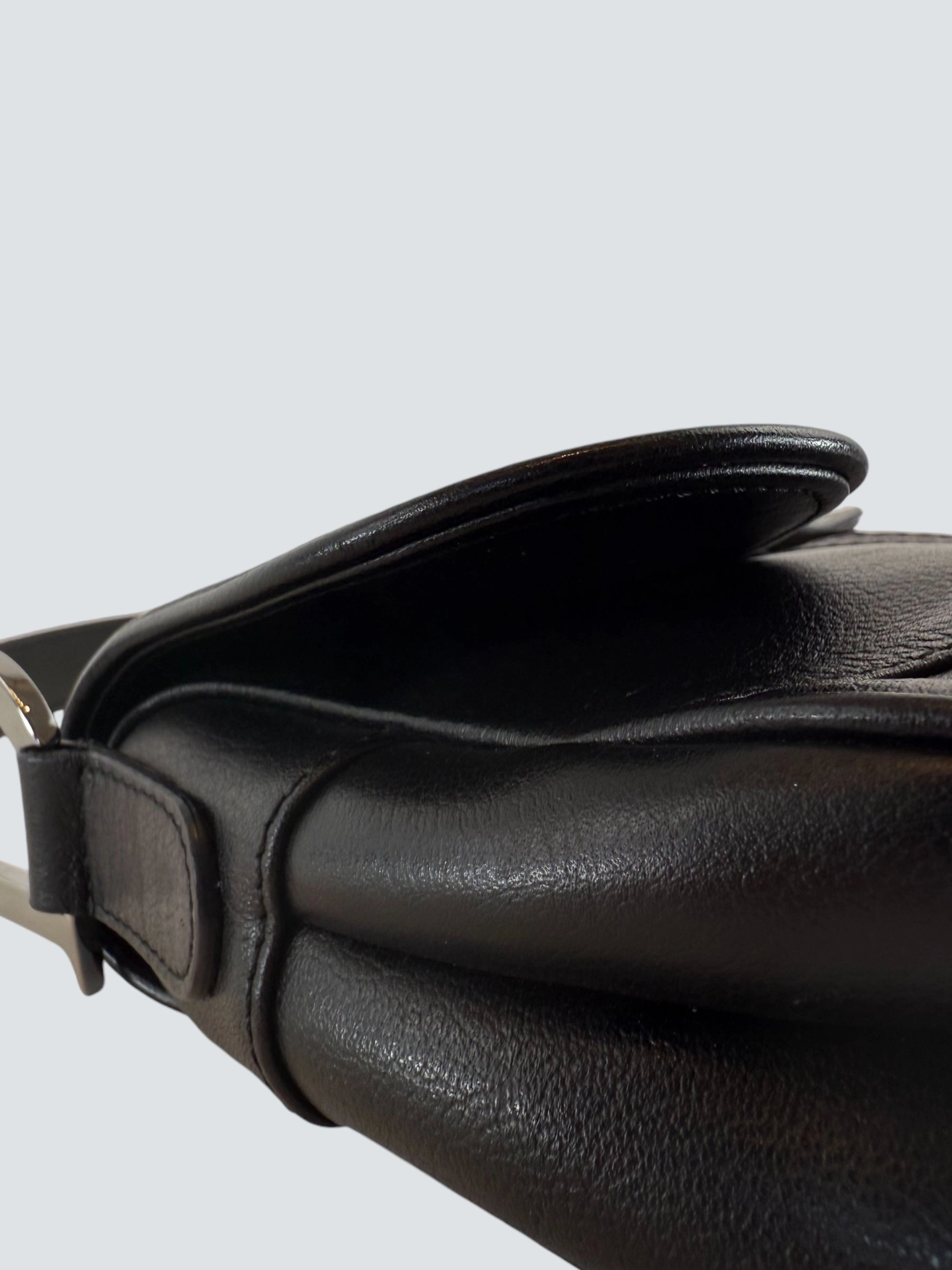 Christian Dior Black Leather Vintage Saddle Bag