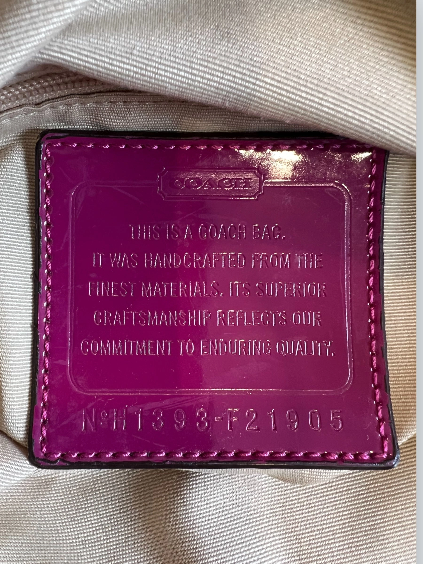 Coach Monogram Vintage Handbag with Purple Trim