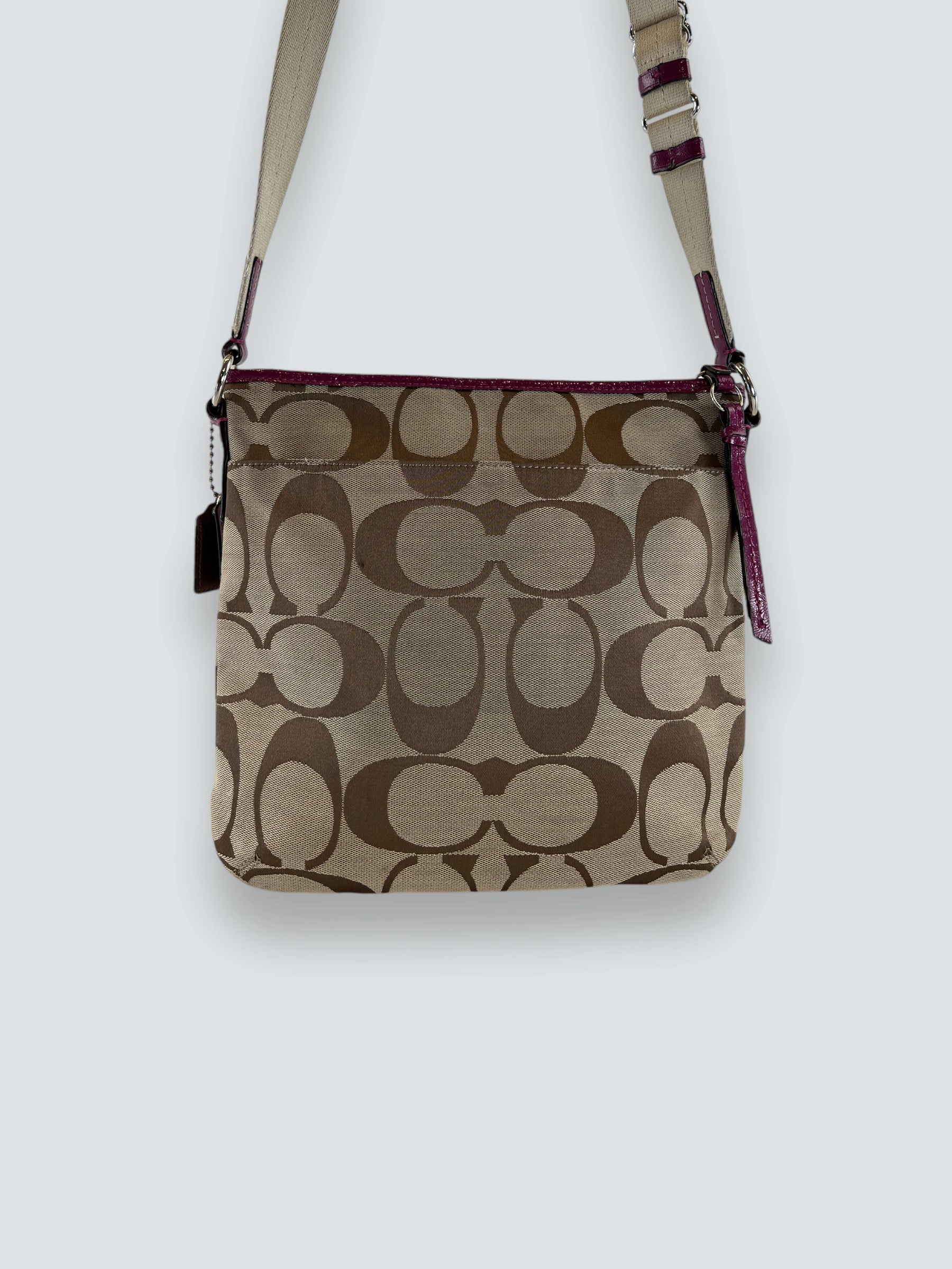 Coach Monogram Vintage Handbag with Purple Trim