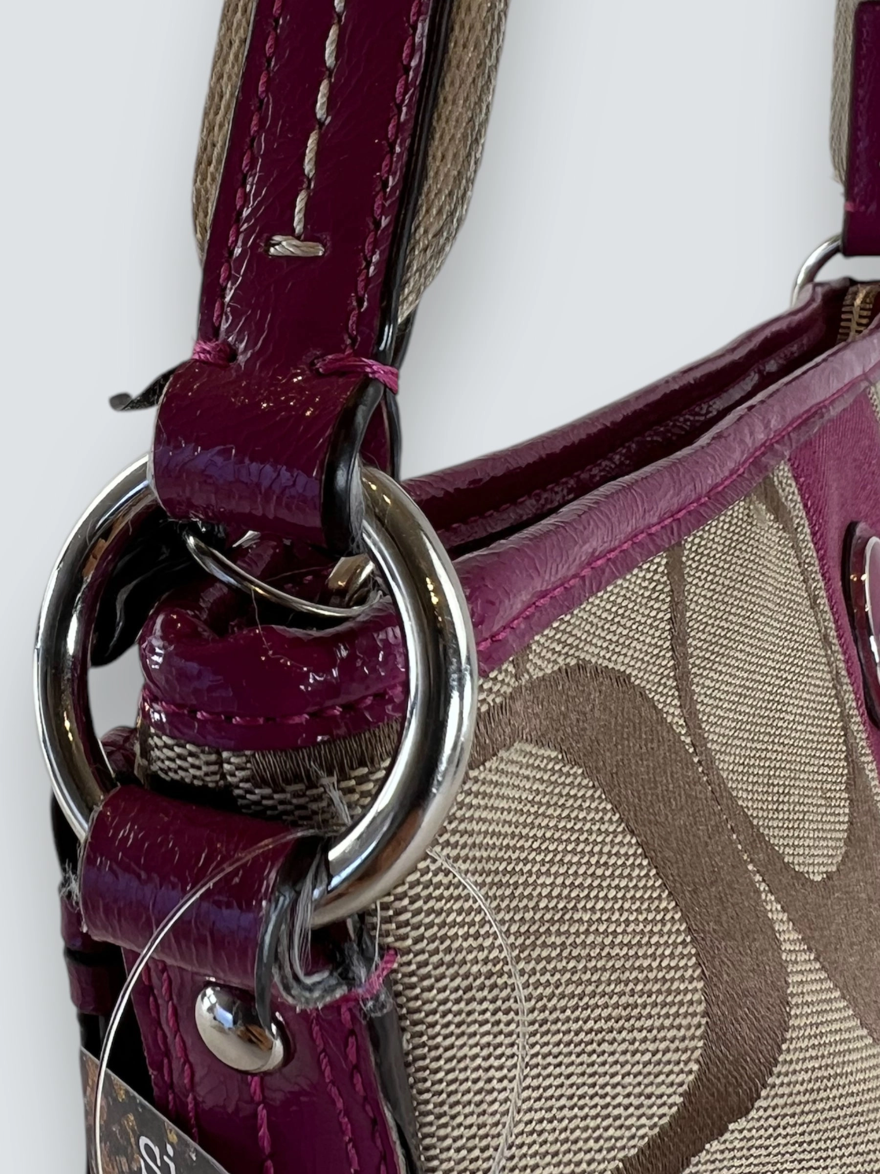 Coach Monogram Vintage Handbag with Purple Trim