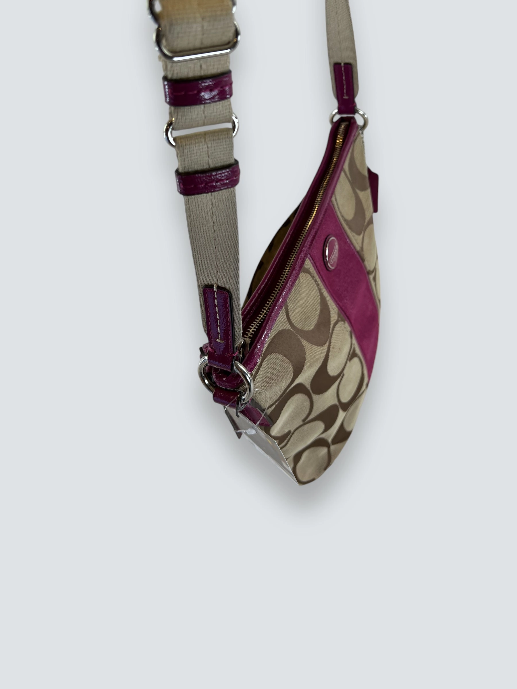 Coach Monogram Vintage Handbag with Purple Trim