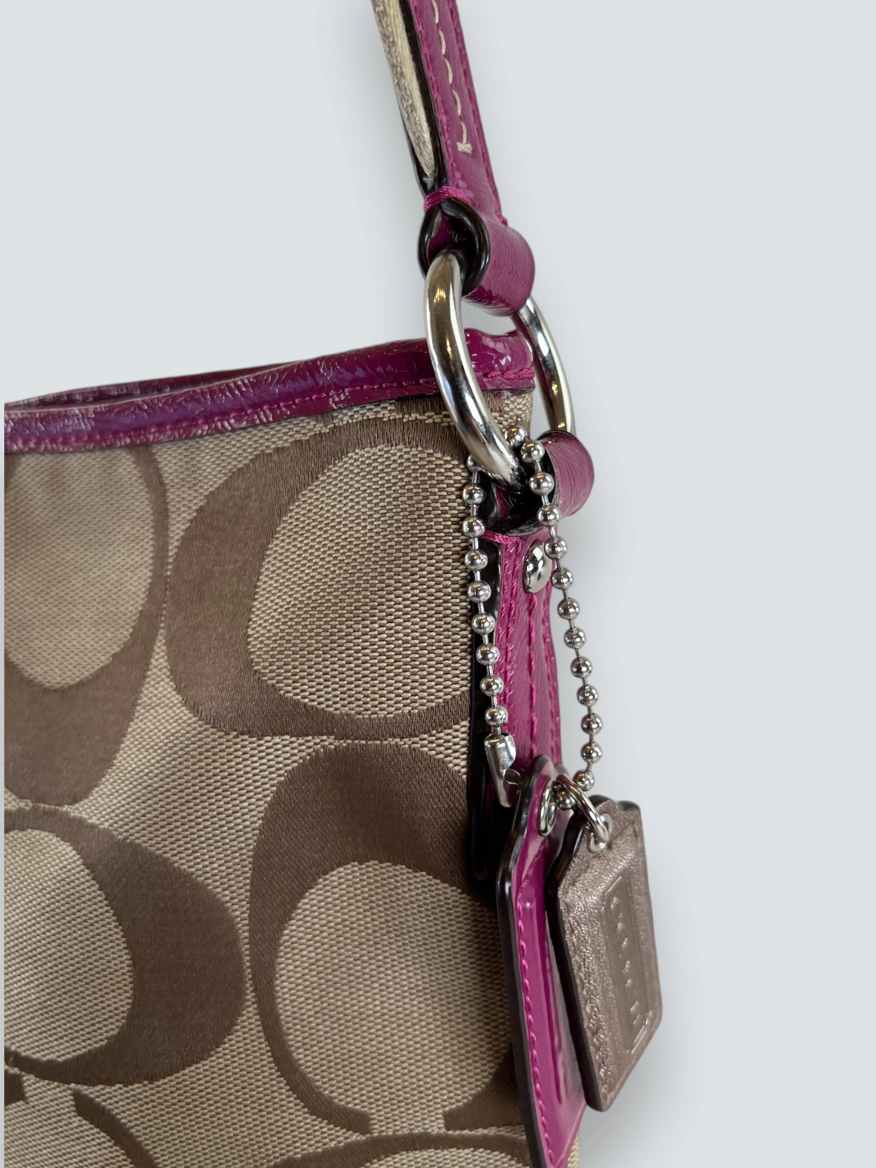 Coach Monogram Vintage Handbag with Purple Trim