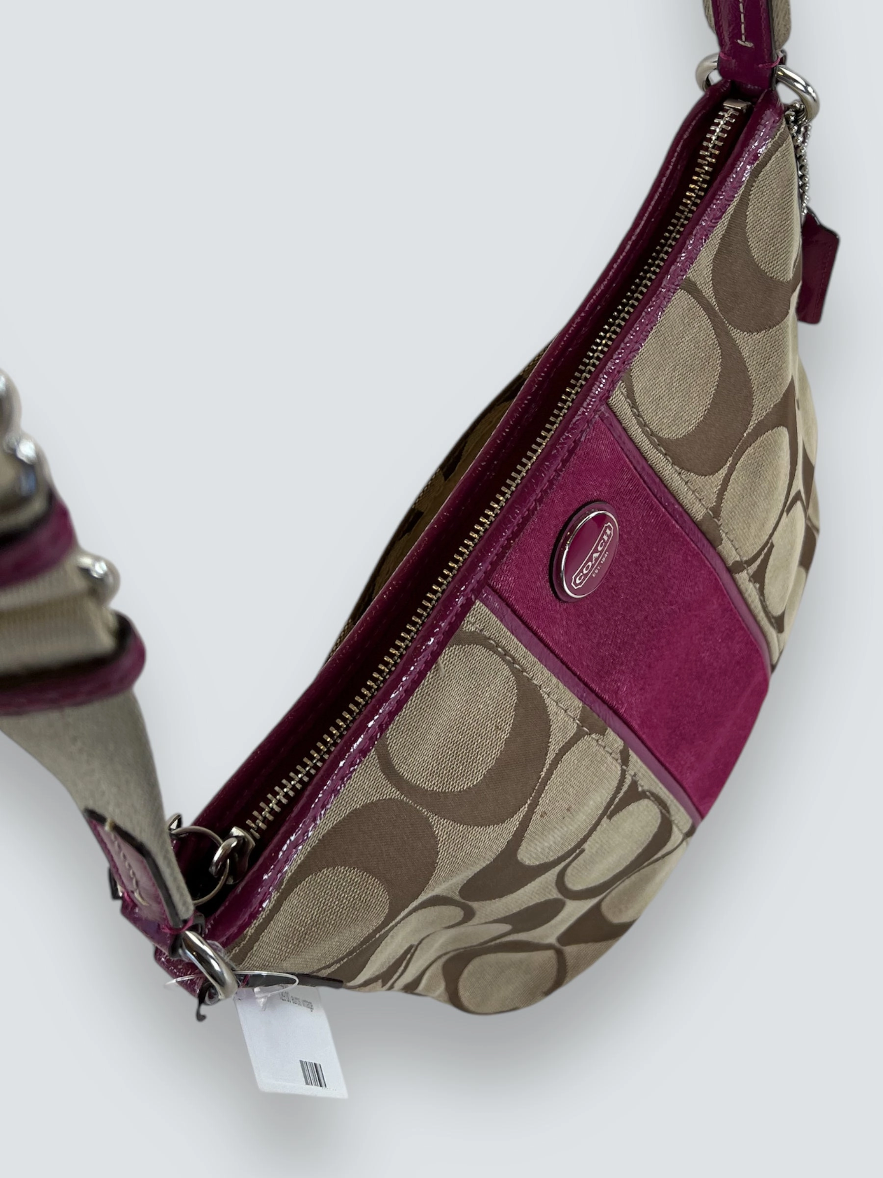 Coach Monogram Vintage Handbag with Purple Trim