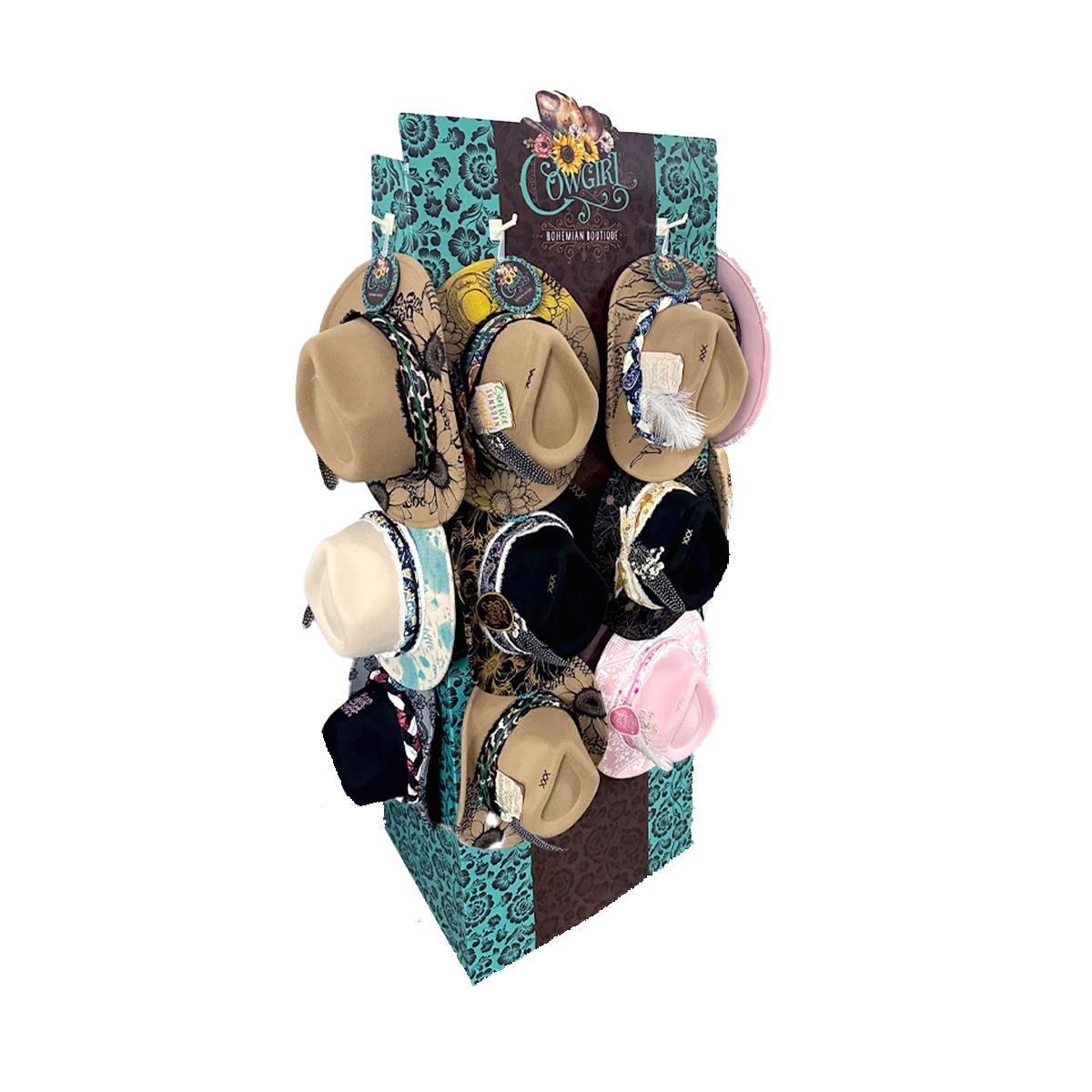 Cowgirl Hat Assortment Floor Display - 12 Pieces Per Retail Ready Display 88538