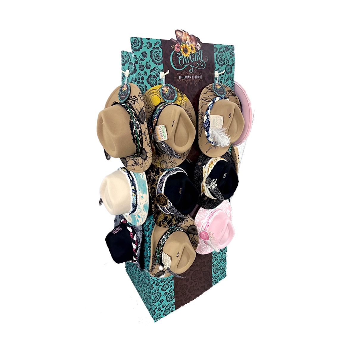 Cowgirl Hat Assortment Floor Display - 12 Pieces Per Retail Ready Display 88538
