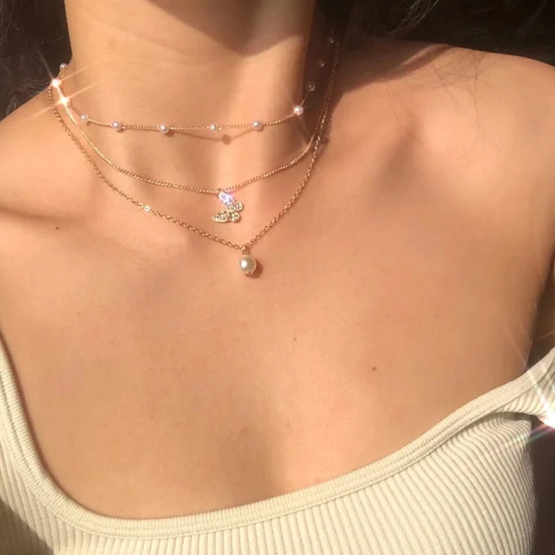 Crystal Zircon Heart Star Charm Pendant Necklace