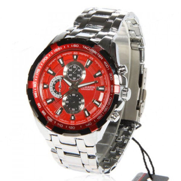 Curren Men's Stainless Steel Waterproof Chronograph (Red 5.5cm Dial) - CUR071