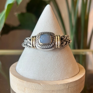 DAVID YURMAN Blue Chalcedony Double Wheat Silver Bracelet