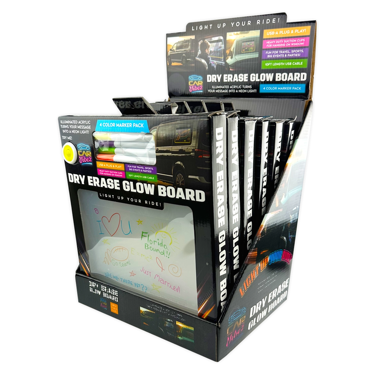 Dry Erase Window Glow Board with Markers - 6 Pieces Per Retail Ready Display 25274