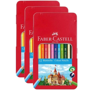 Faber-Castell 115801 Classic Colour Hexagonal Pencils, Tin of 12 (3 Pack)