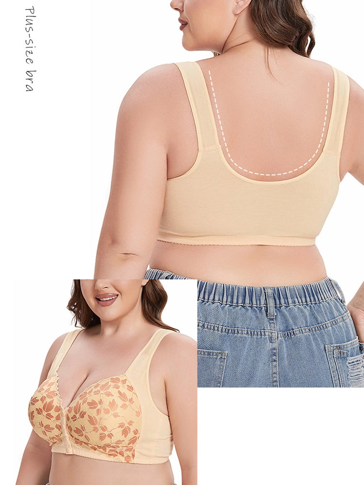 Front Closure Floral Lace Wireless Bra