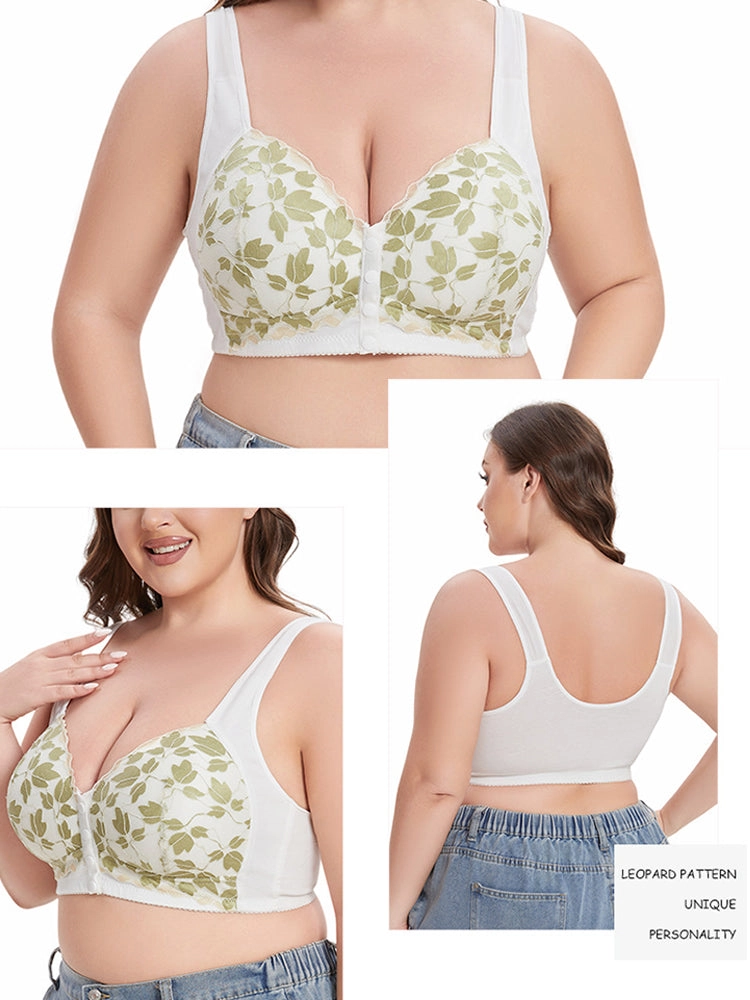 Front Closure Floral Lace Wireless Bra