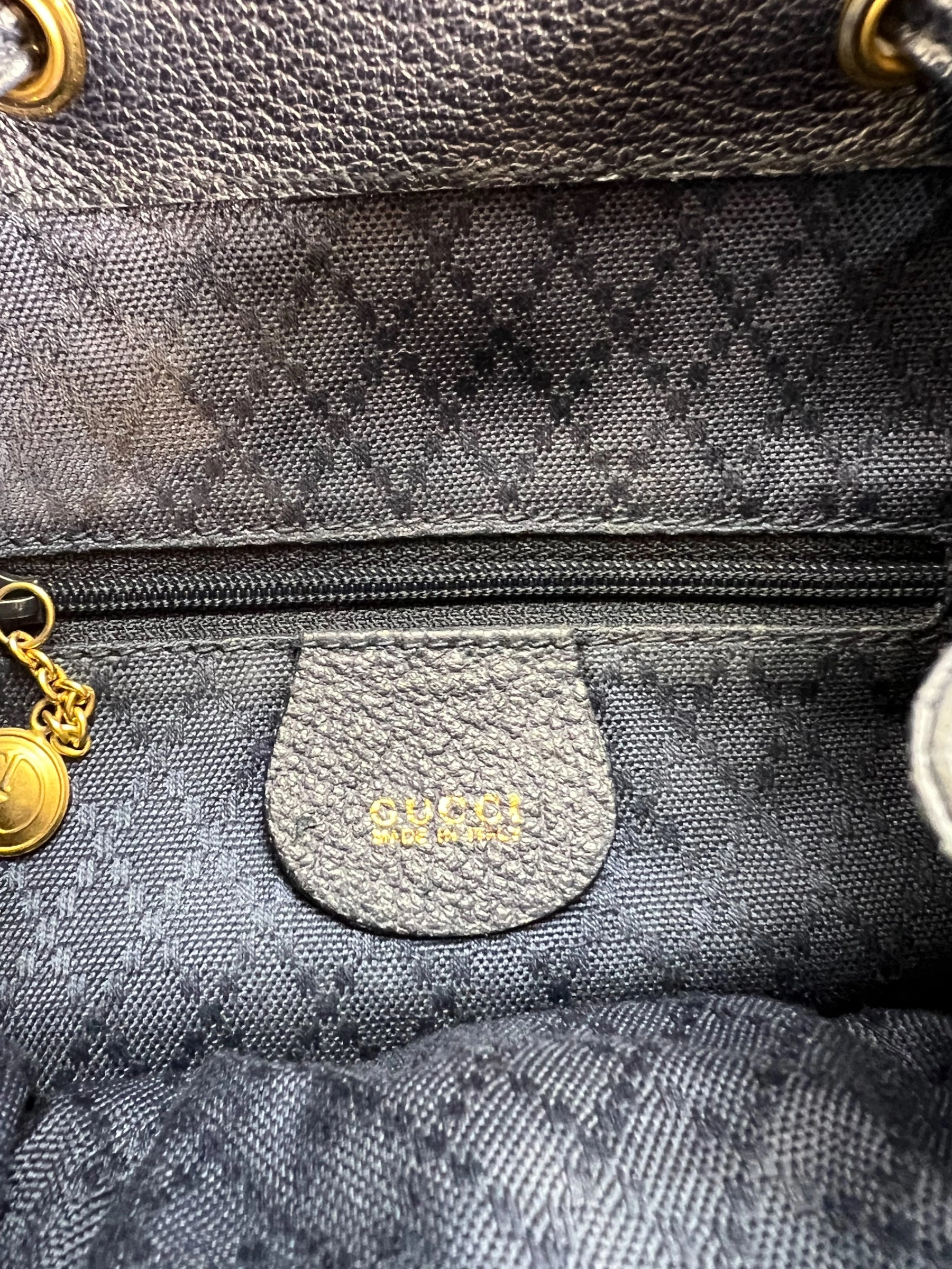 Gucci Vintage Navy Leather & Suede Small Backpack