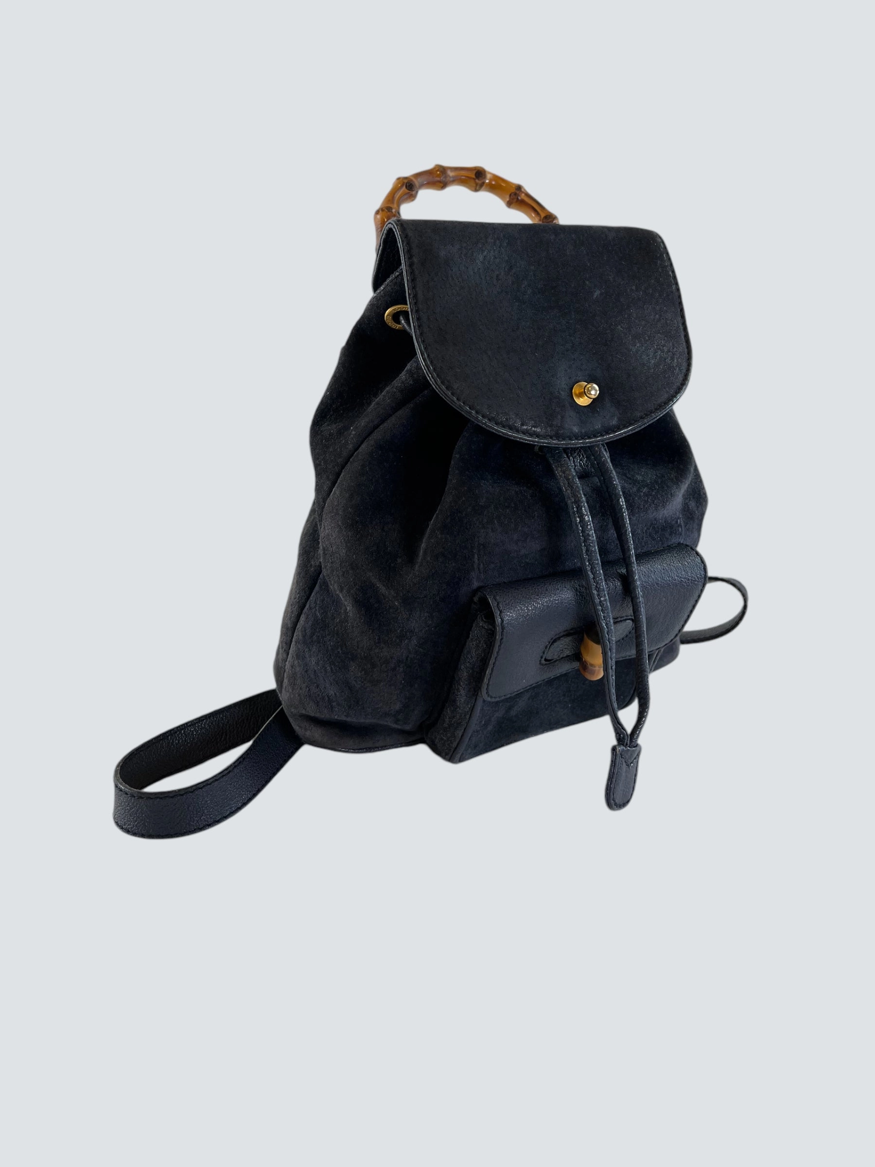 Gucci Vintage Navy Leather & Suede Small Backpack