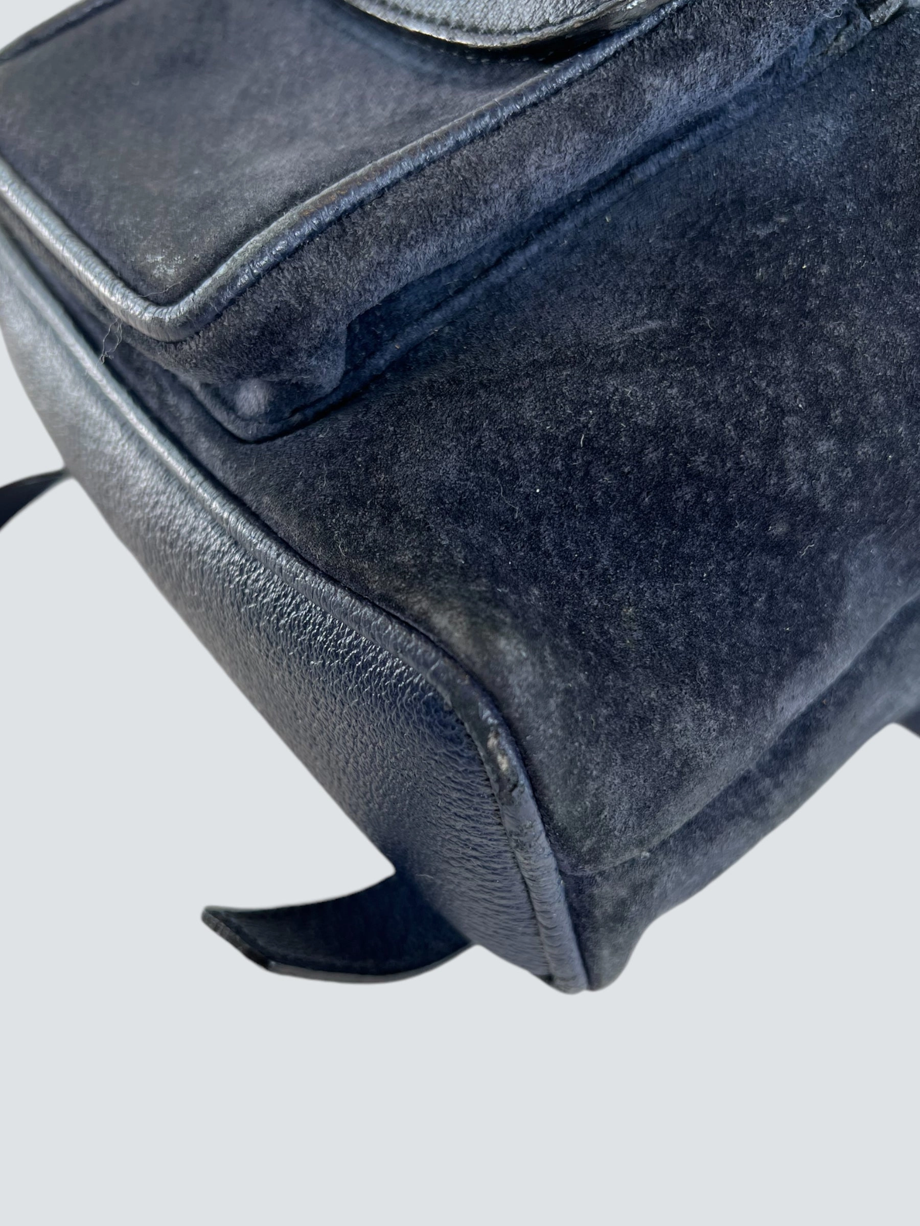 Gucci Vintage Navy Leather & Suede Small Backpack