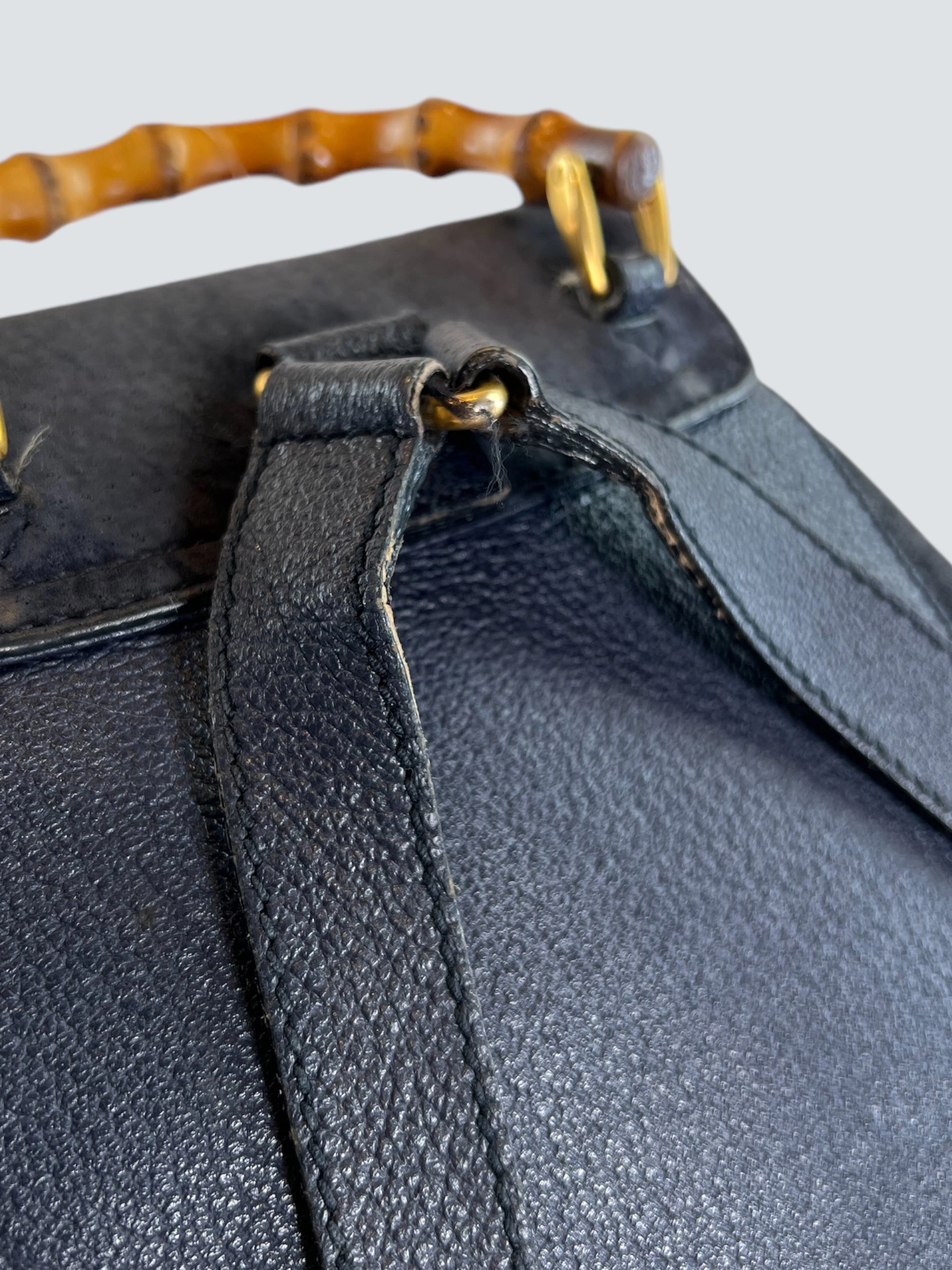 Gucci Vintage Navy Leather & Suede Small Backpack